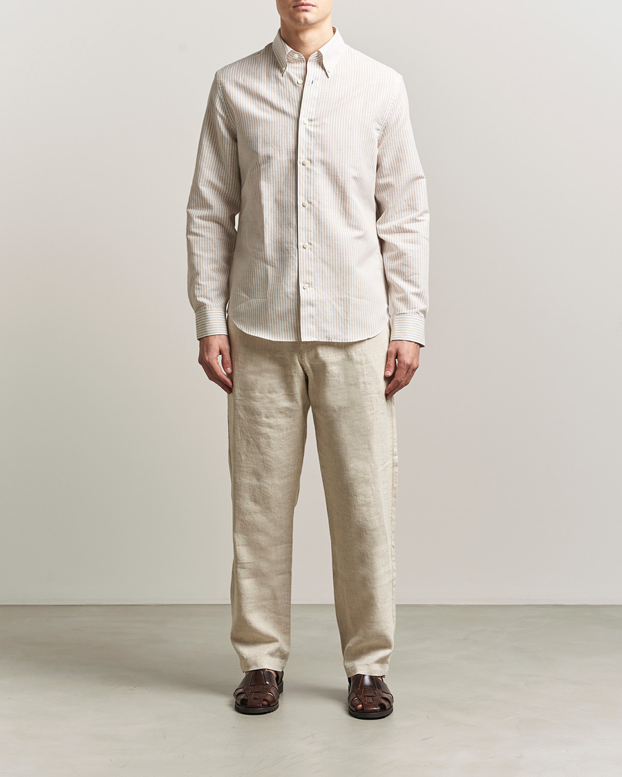 Mies | Kauluspaidat | Tiger of Sweden | Bjorn Cotton/Linen Striped Shirt Tehina