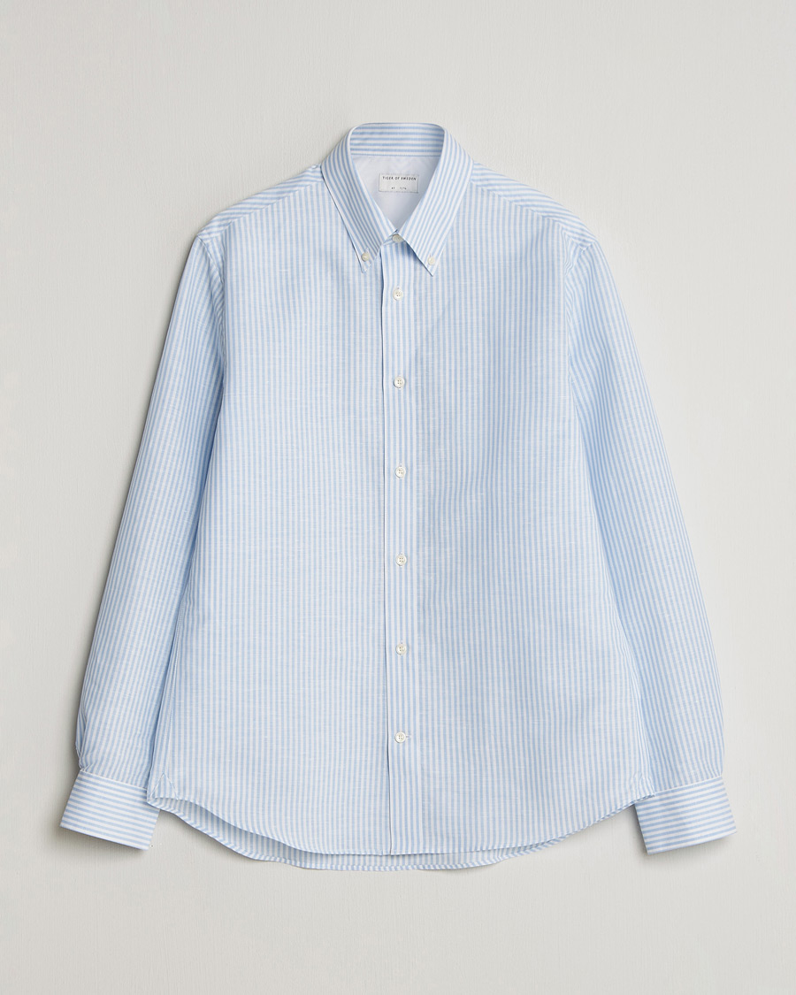 Mies | Kauluspaidat | Tiger of Sweden | Bjorn Cotton/Linen Striped Shirt Heaven
