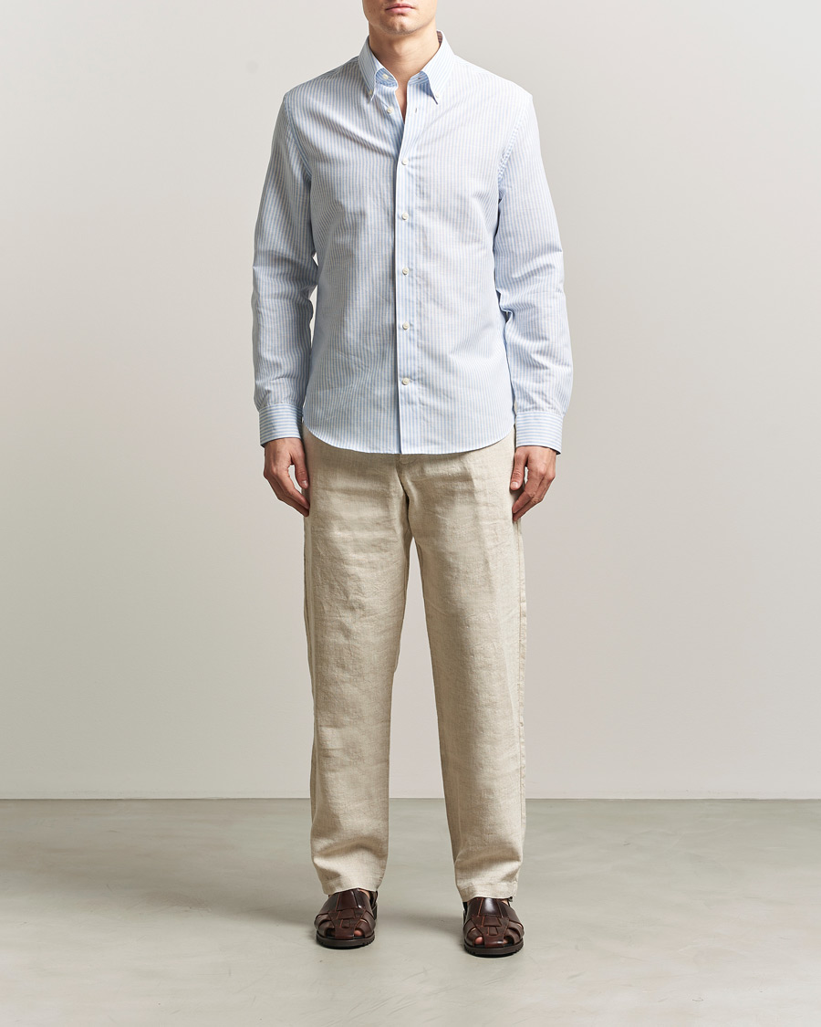 Mies | Kauluspaidat | Tiger of Sweden | Bjorn Cotton/Linen Striped Shirt Heaven
