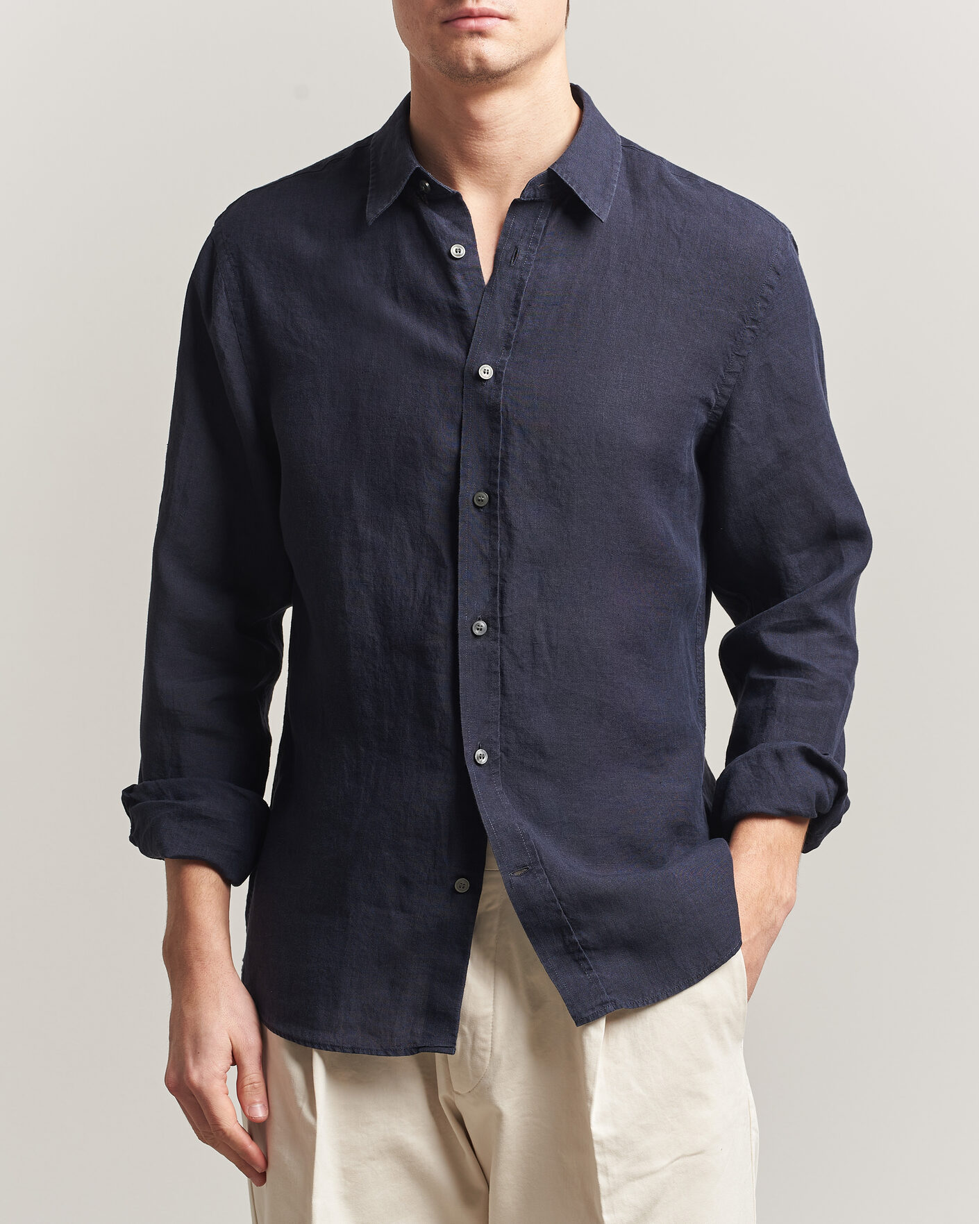Mies | Kauluspaidat | Tiger of Sweden | Spenser Linen Shirt Midnight Blue