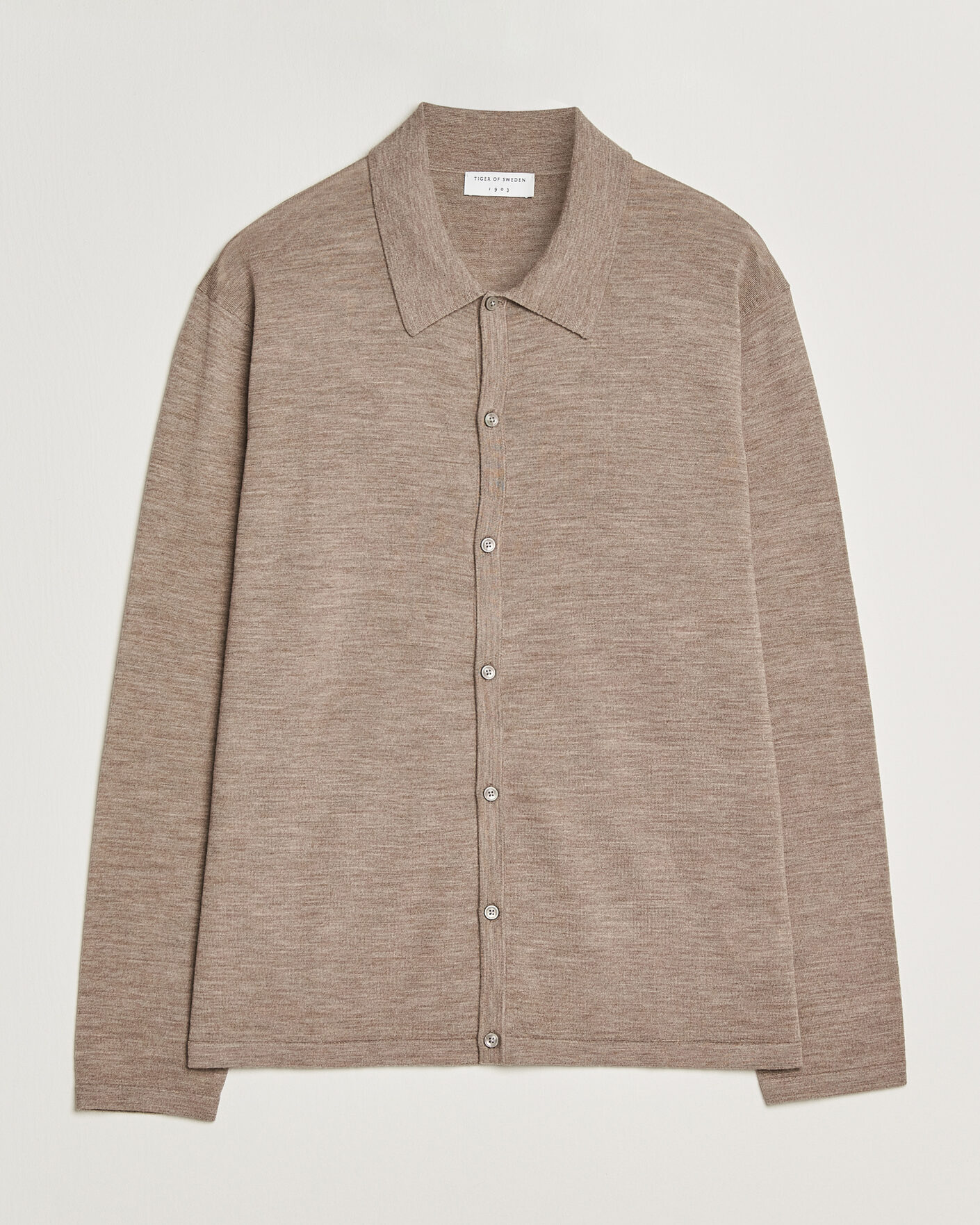 Mies | Puserot | Tiger of Sweden | Verklin Merino Knitted Cardigan Beige Melange