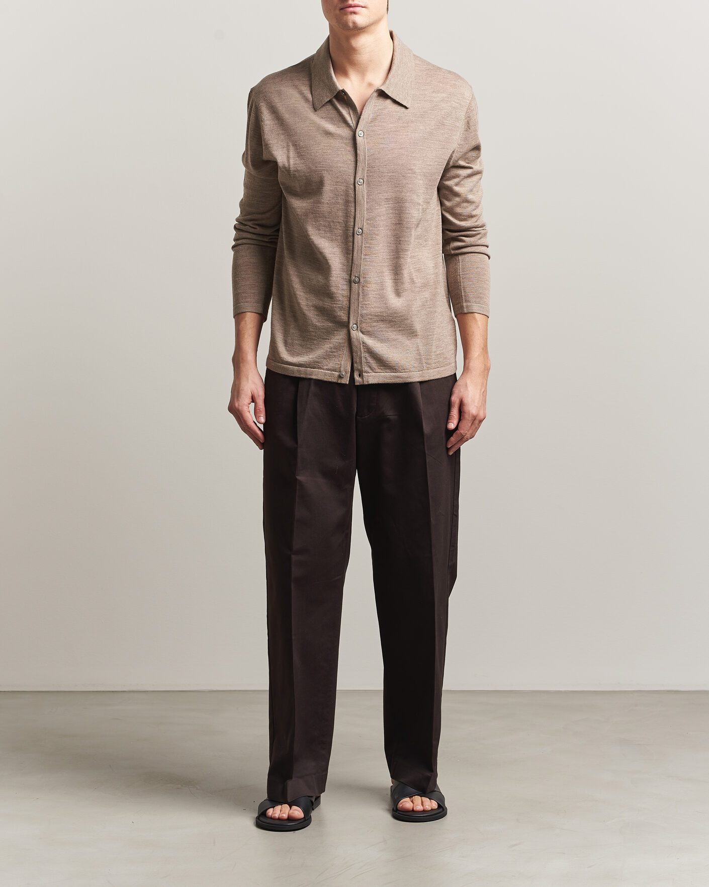 Mies | Puserot | Tiger of Sweden | Verklin Merino Knitted Cardigan Beige Melange