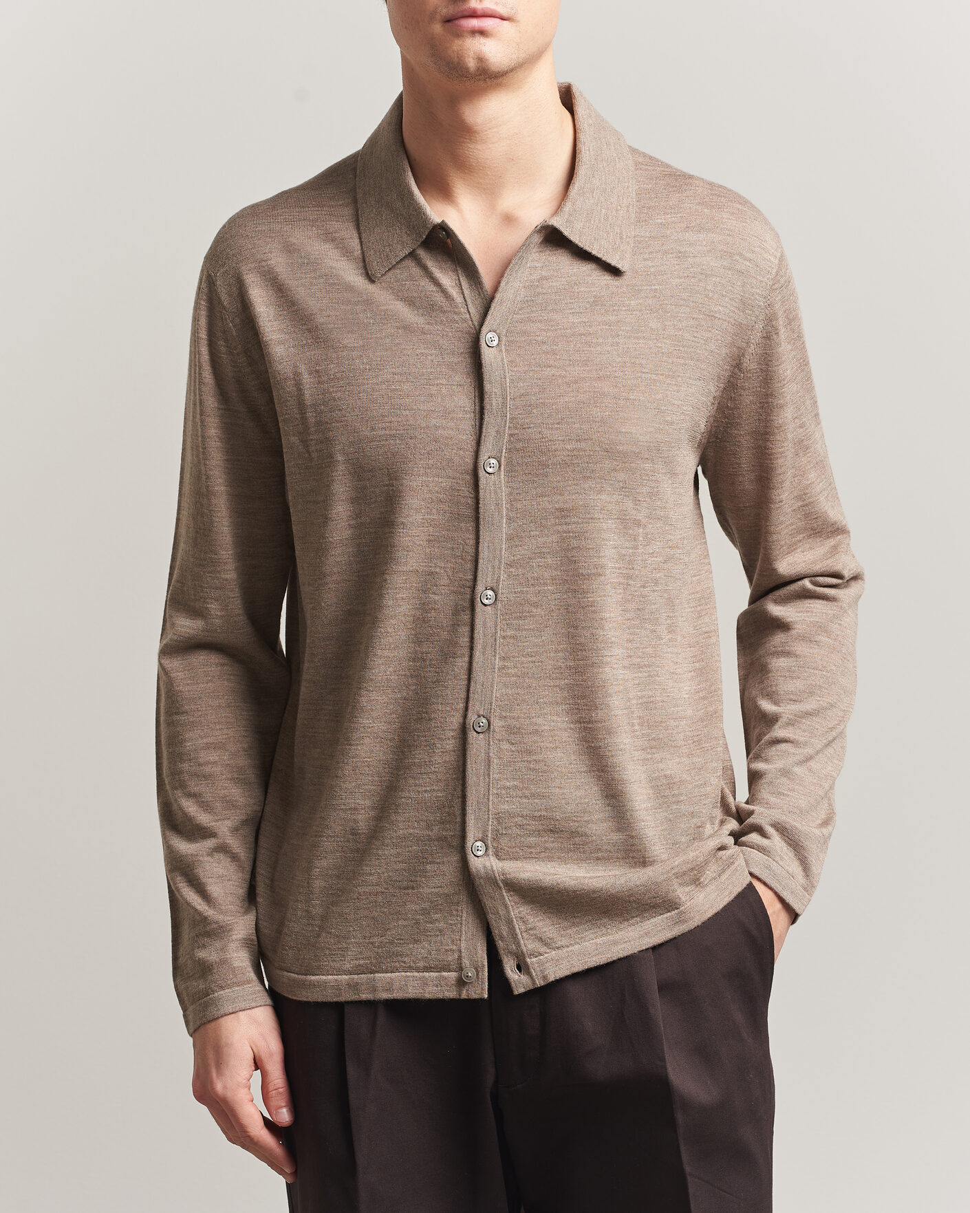 Mies | Puserot | Tiger of Sweden | Verklin Merino Knitted Cardigan Beige Melange