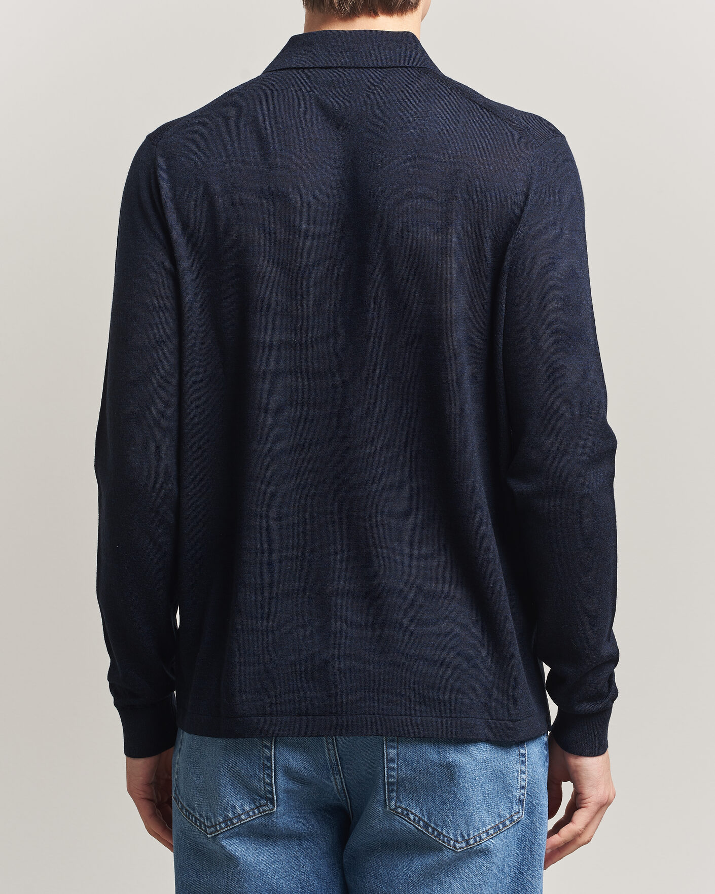 Mies | Puserot | Tiger of Sweden | Eross Merino Knitted Polo Light Ink