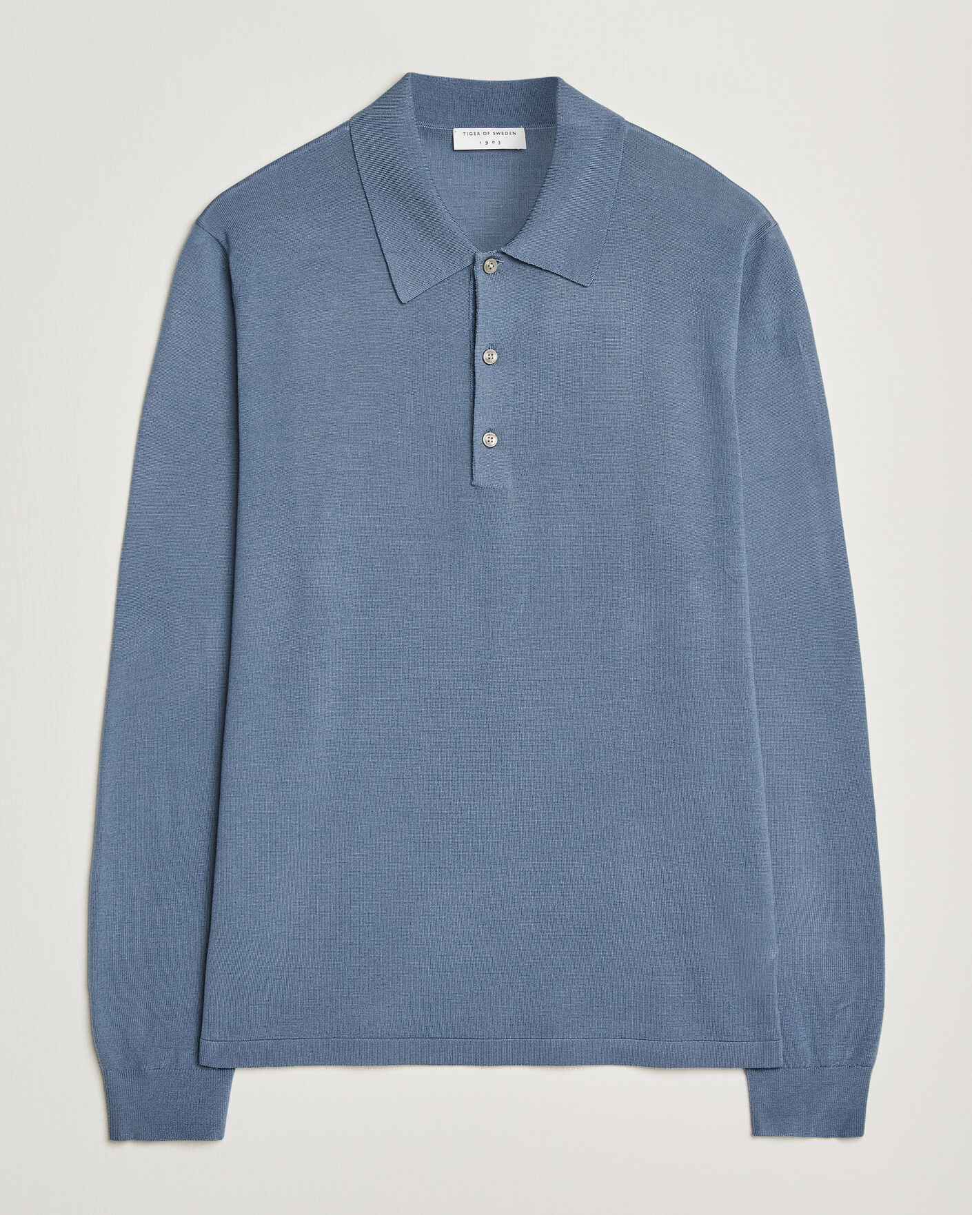 Mies | Puserot | Tiger of Sweden | Eross Merino Knitted Polo Dull Blue