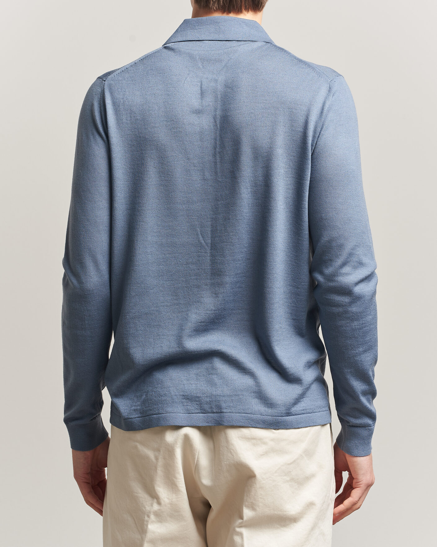 Mies | Puserot | Tiger of Sweden | Eross Merino Knitted Polo Dull Blue