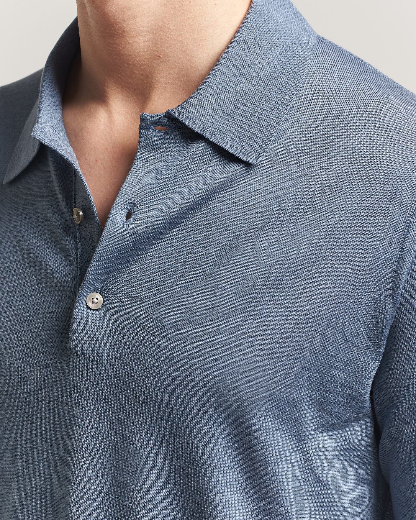 Mies | Puserot | Tiger of Sweden | Eross Merino Knitted Polo Dull Blue