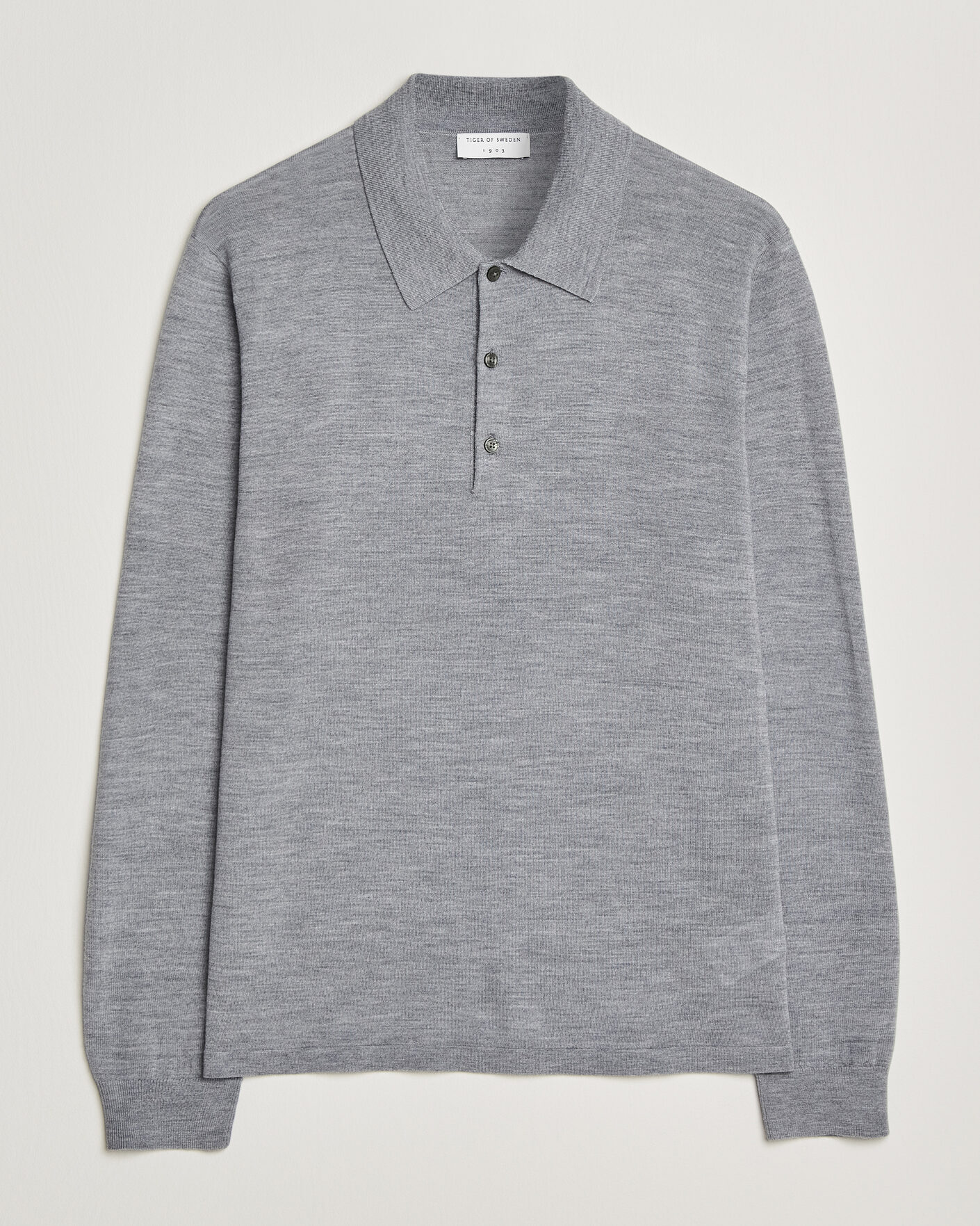 Mies | Puserot | Tiger of Sweden | Eross Merino Knitted Polo Grey Melange