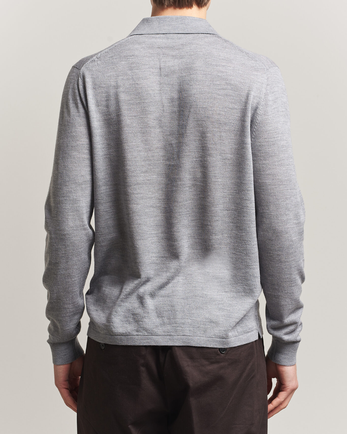 Mies | Puserot | Tiger of Sweden | Eross Merino Knitted Polo Grey Melange