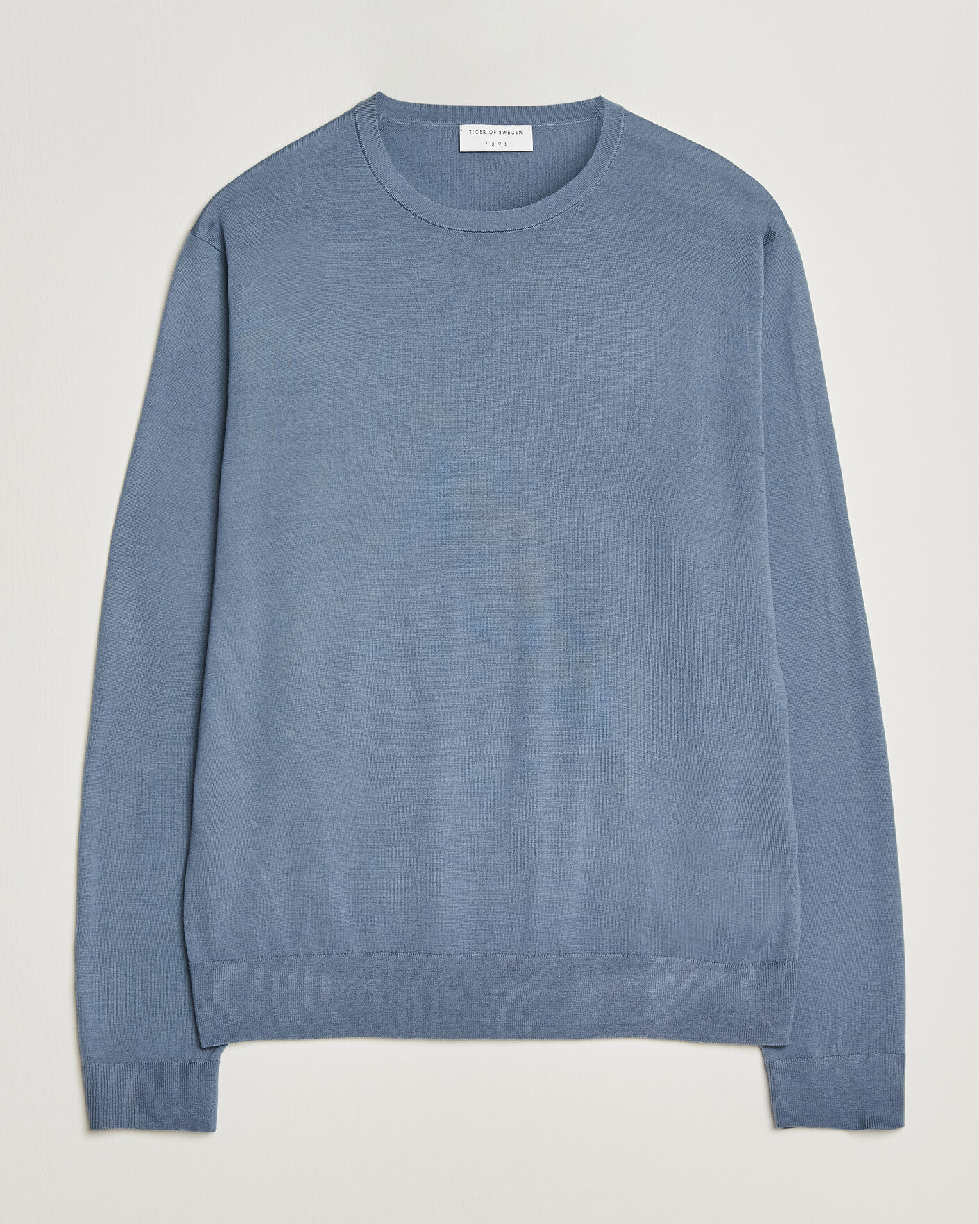 Mies | Puserot | Tiger of Sweden | Connor Merino Knitted Crew Neck Dull Blue