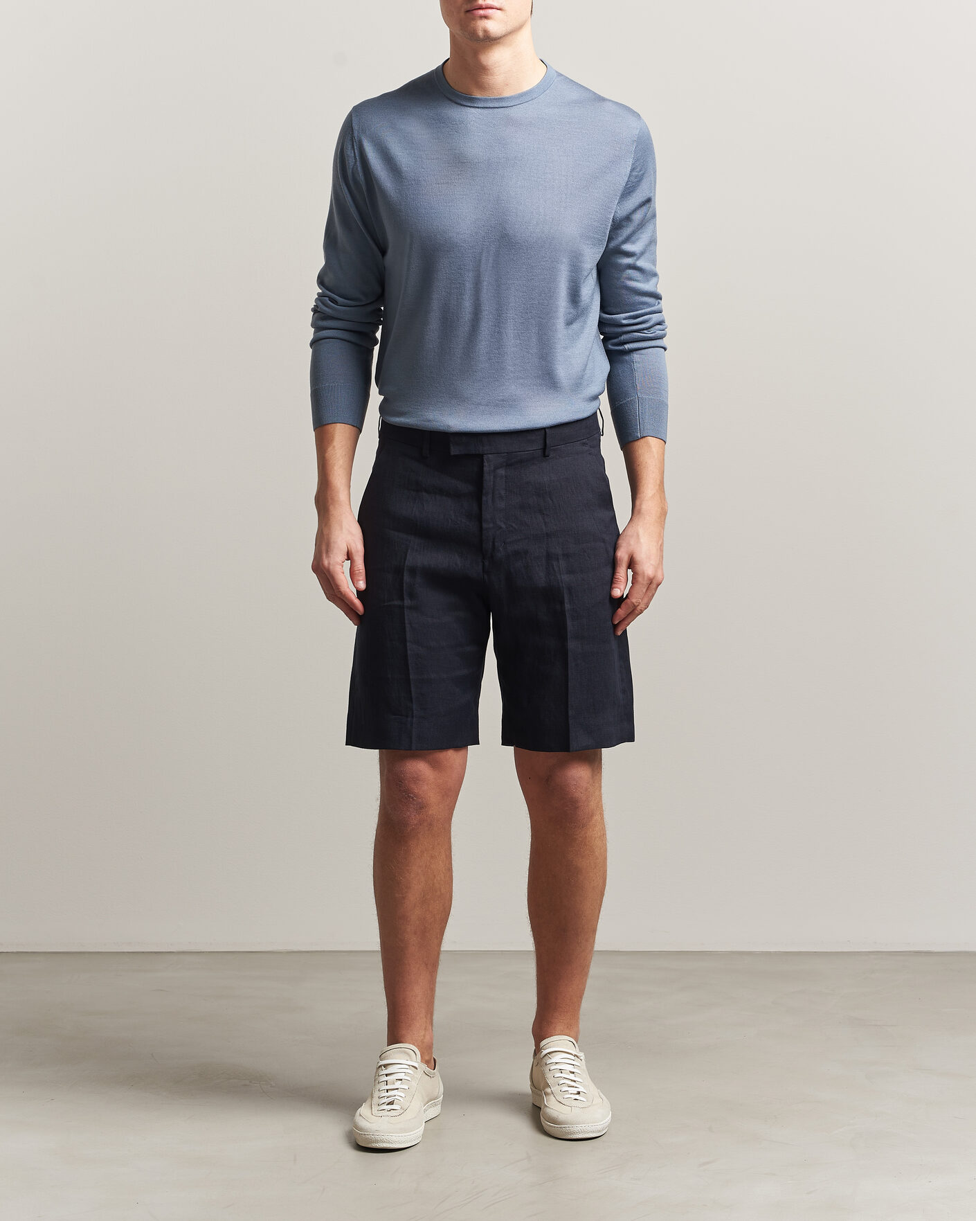 Mies | Puserot | Tiger of Sweden | Connor Merino Knitted Crew Neck Dull Blue