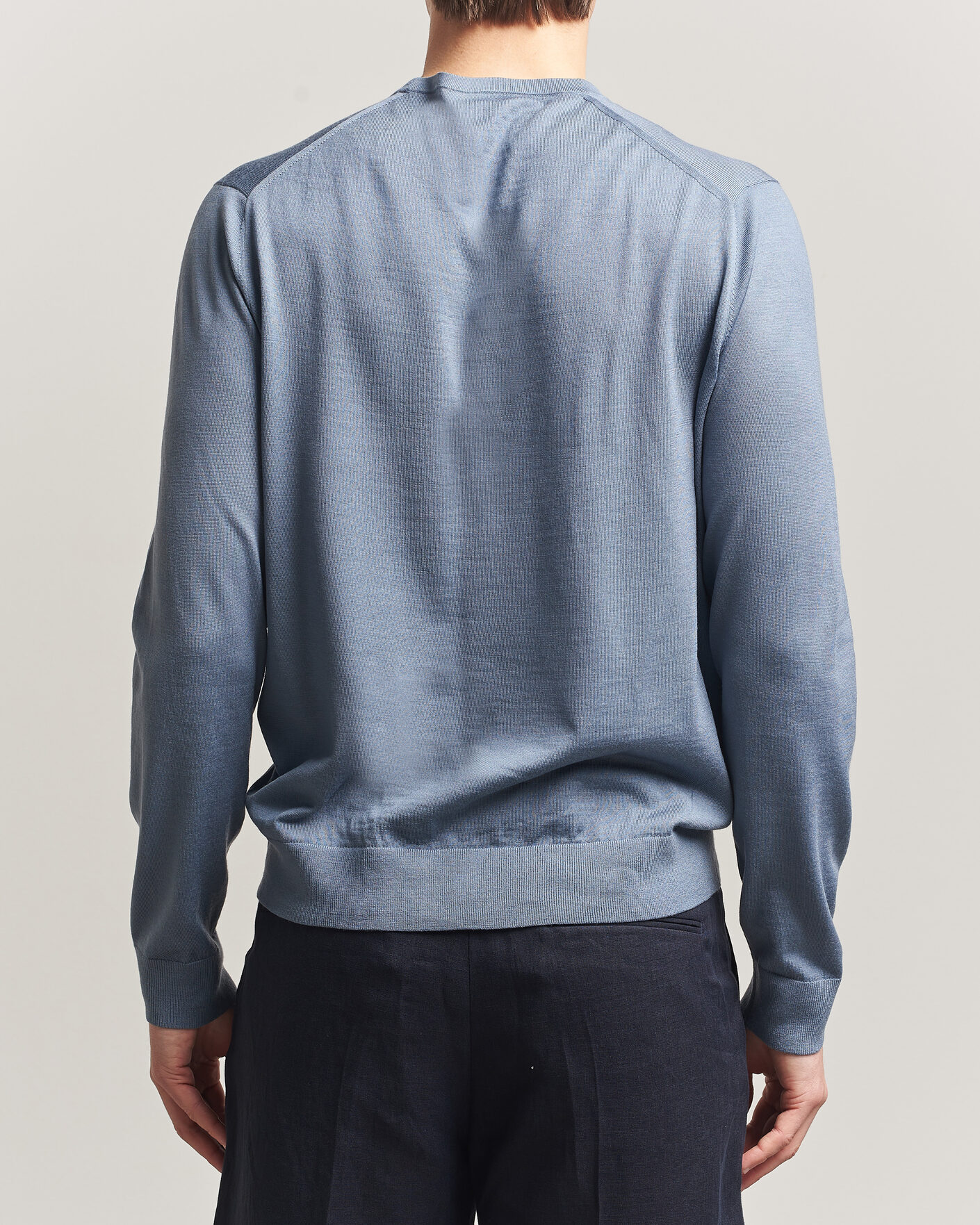 Mies | Puserot | Tiger of Sweden | Connor Merino Knitted Crew Neck Dull Blue