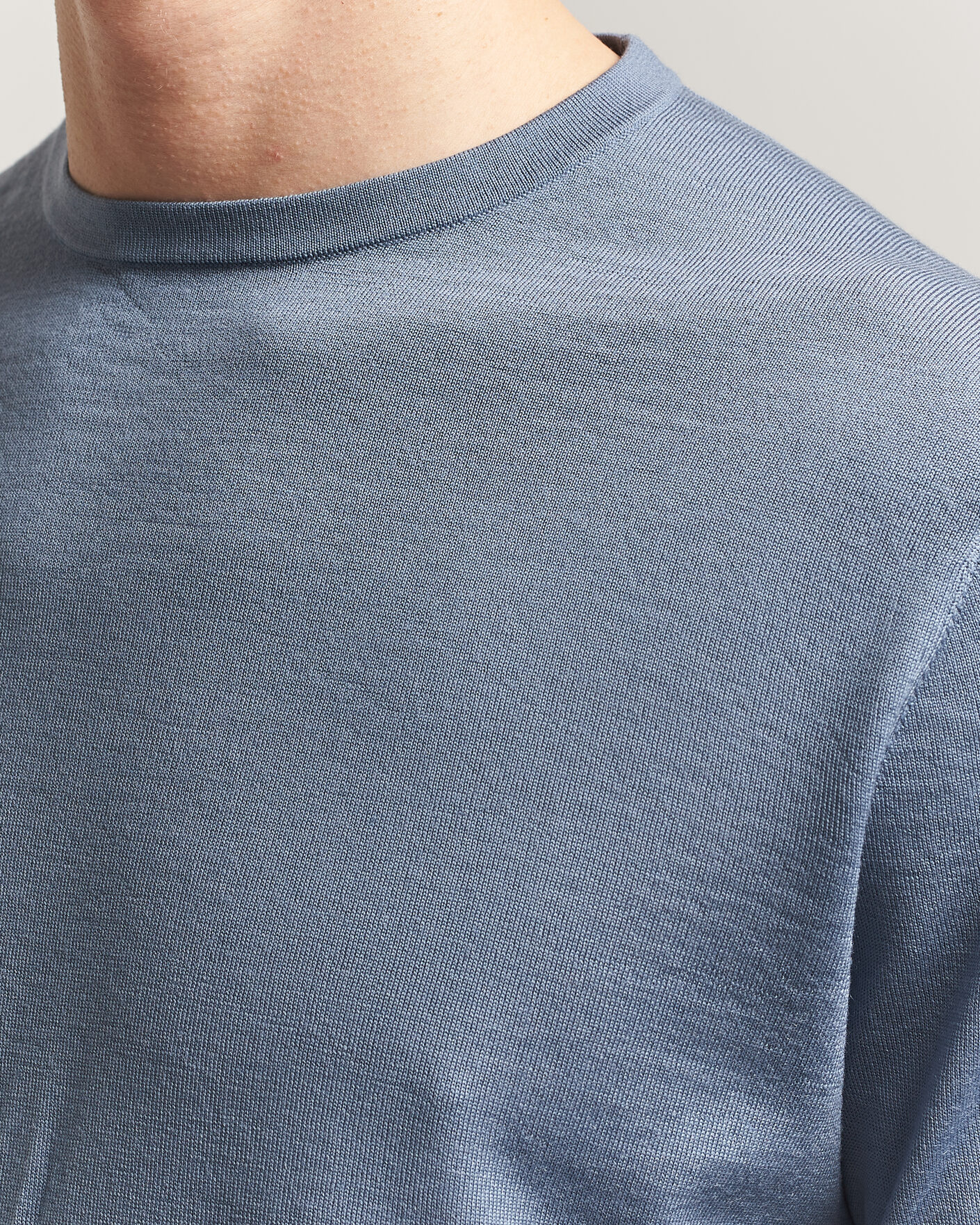 Mies | Puserot | Tiger of Sweden | Connor Merino Knitted Crew Neck Dull Blue