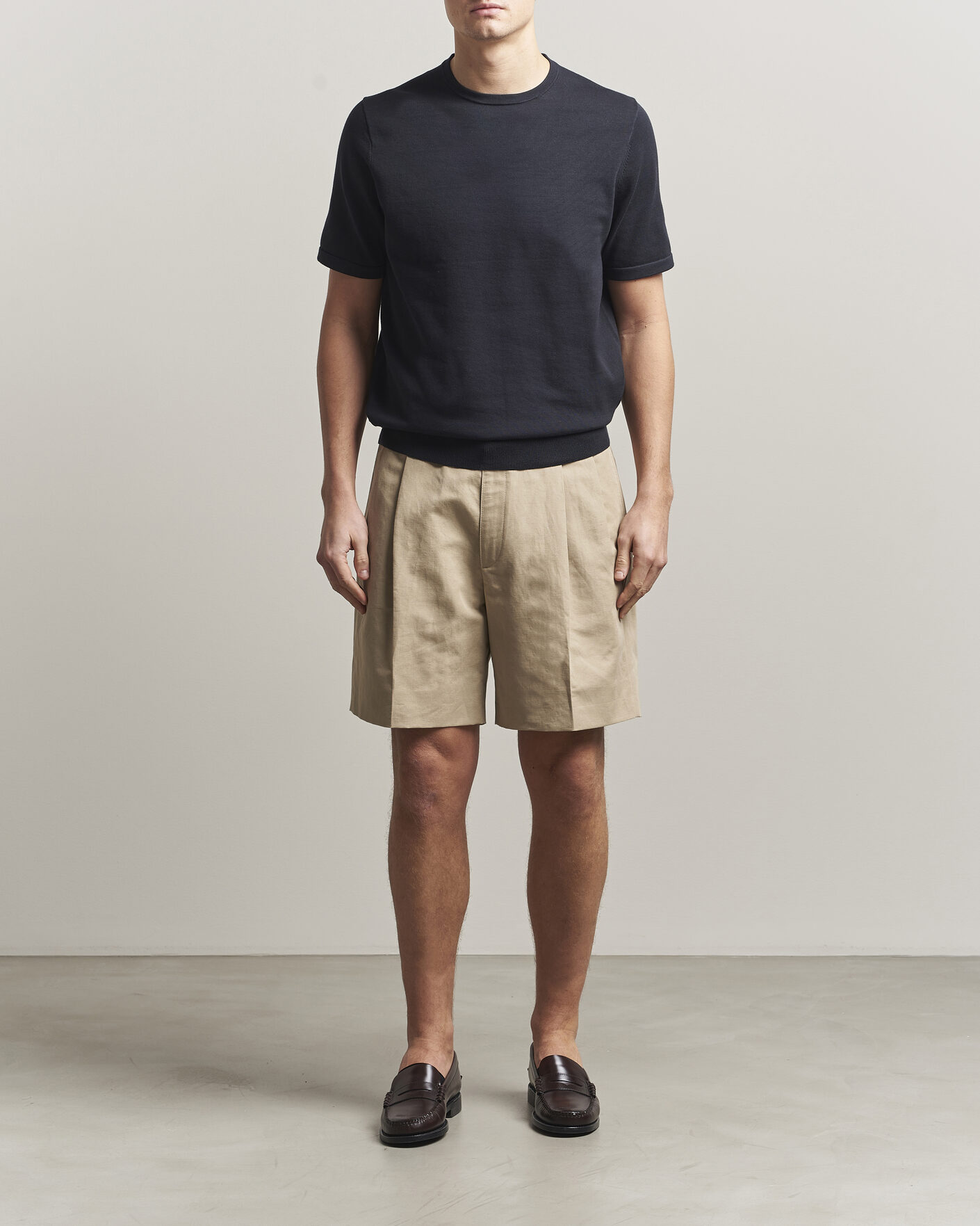 Mies | T-paidat | Tiger of Sweden | Connor Cotton Knitted T-Shirt Light Ink