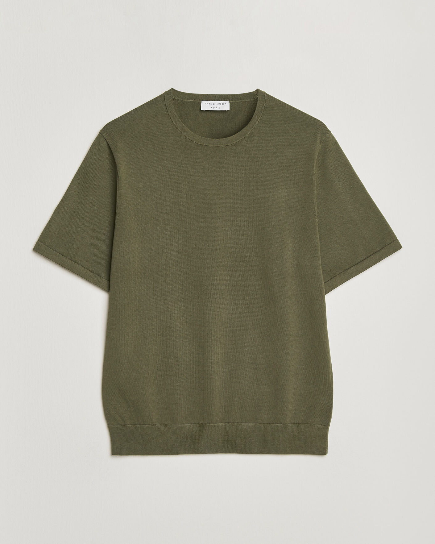 Mies | T-paidat | Tiger of Sweden | Connor Cotton Knitted T-Shirt Kalamata Green