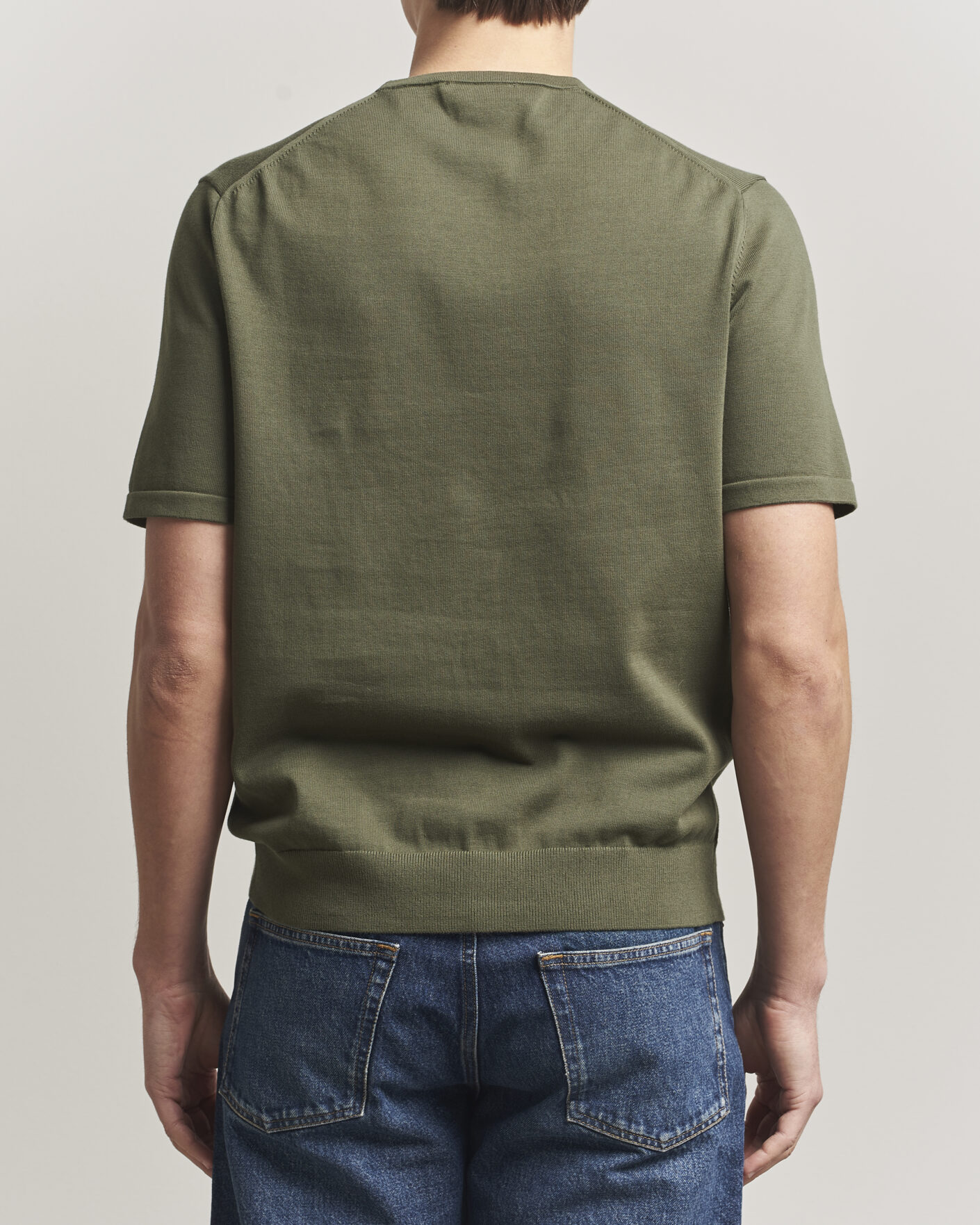 Mies | T-paidat | Tiger of Sweden | Connor Cotton Knitted T-Shirt Kalamata Green