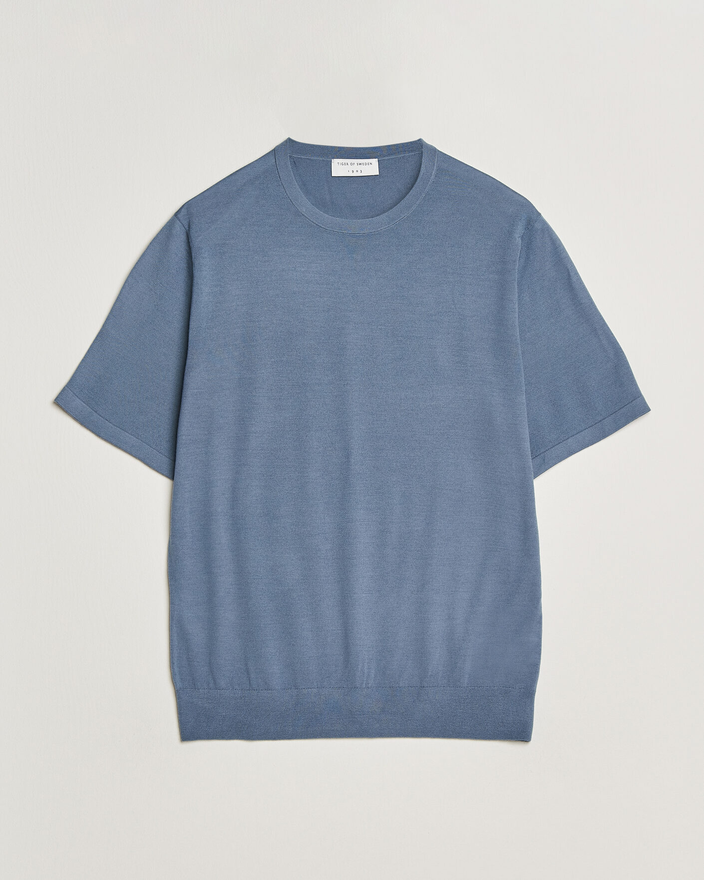 Mies | T-paidat | Tiger of Sweden | Connor Merino Knitted T-Shirt Dull Blue