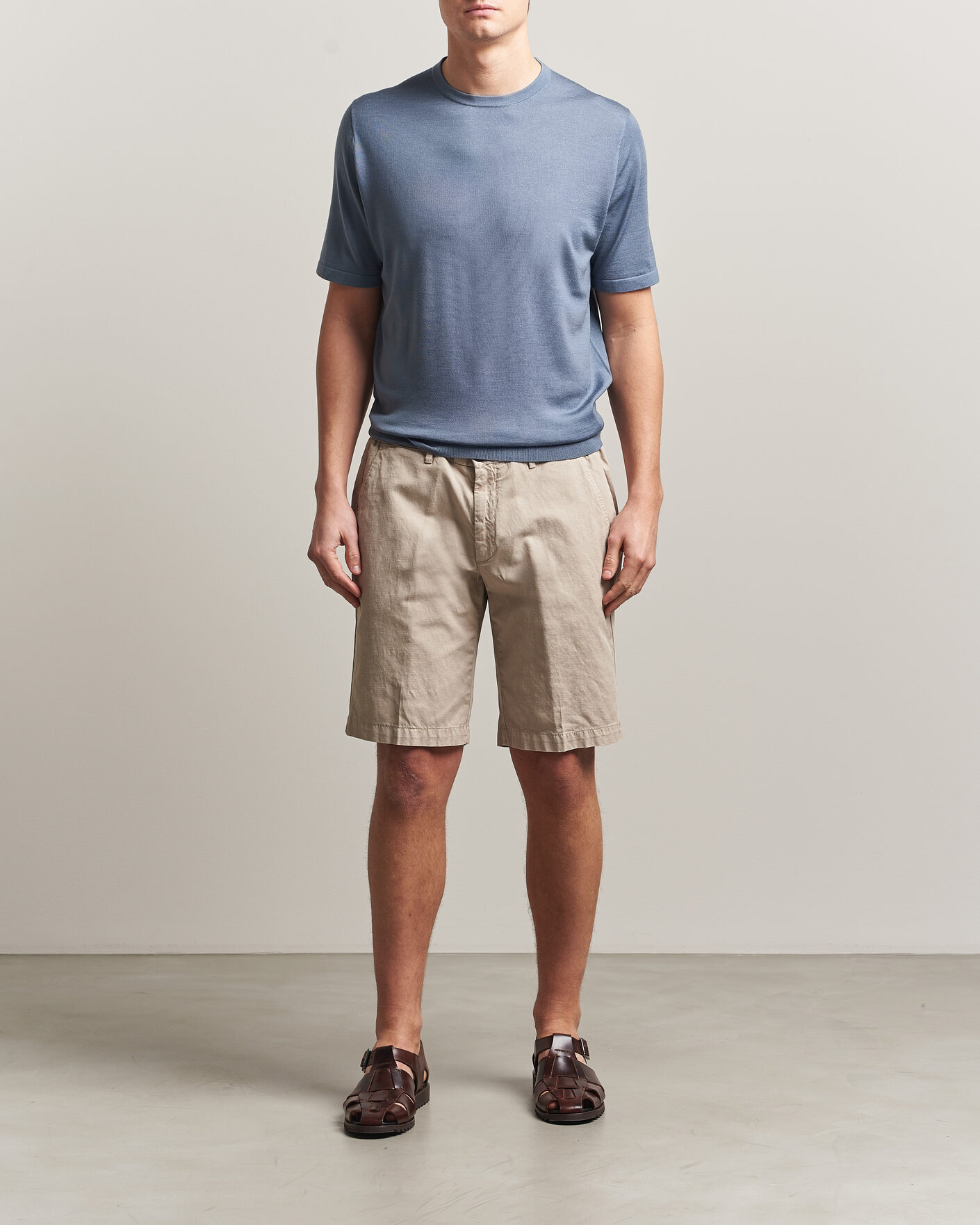 Mies | T-paidat | Tiger of Sweden | Connor Merino Knitted T-Shirt Dull Blue