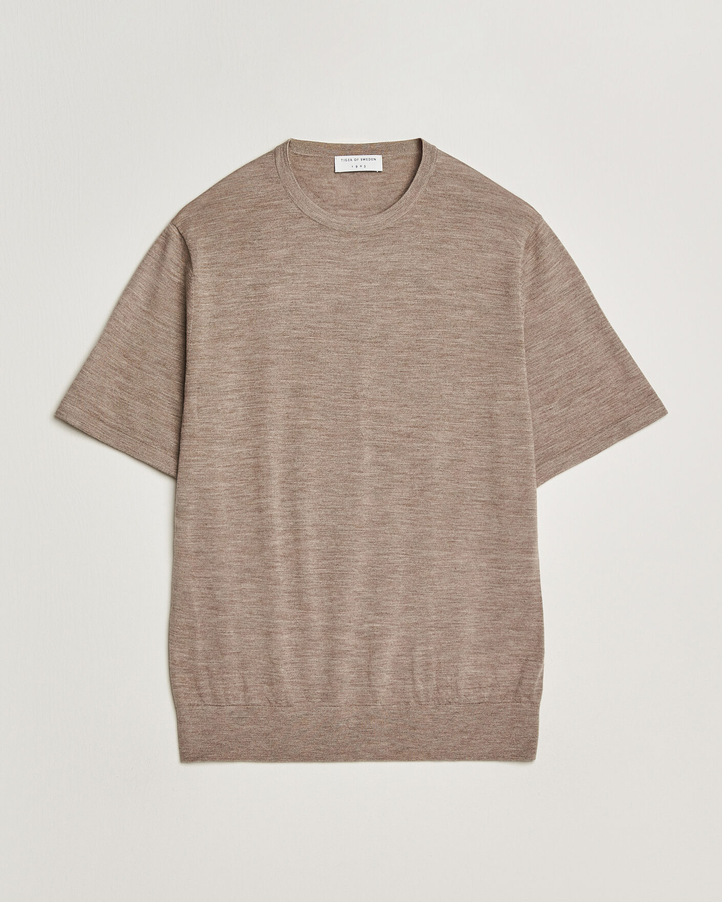 Mies | T-paidat | Tiger of Sweden | Connor Merino Knitted T-Shirt Beige Melange