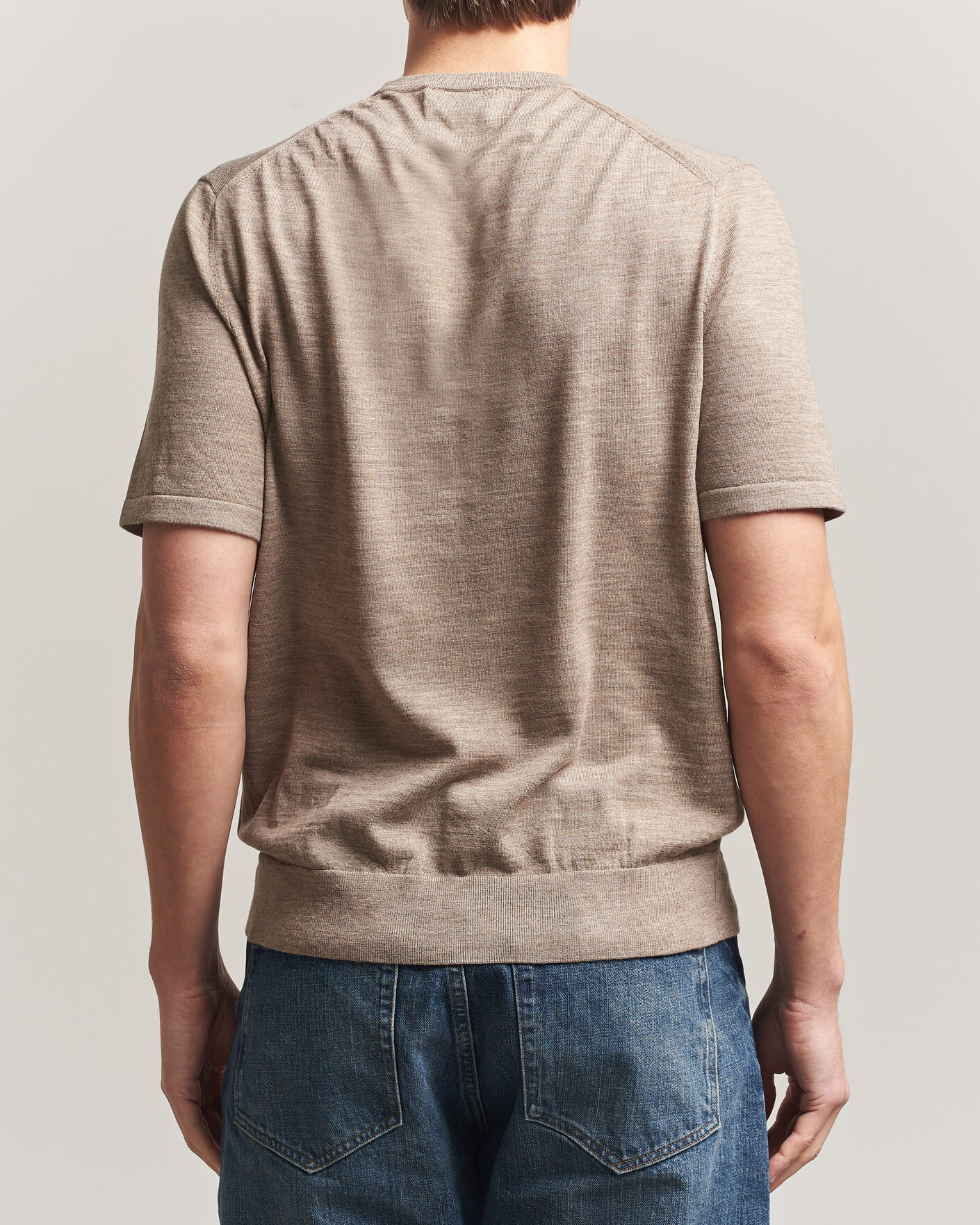 Mies | T-paidat | Tiger of Sweden | Connor Merino Knitted T-Shirt Beige Melange