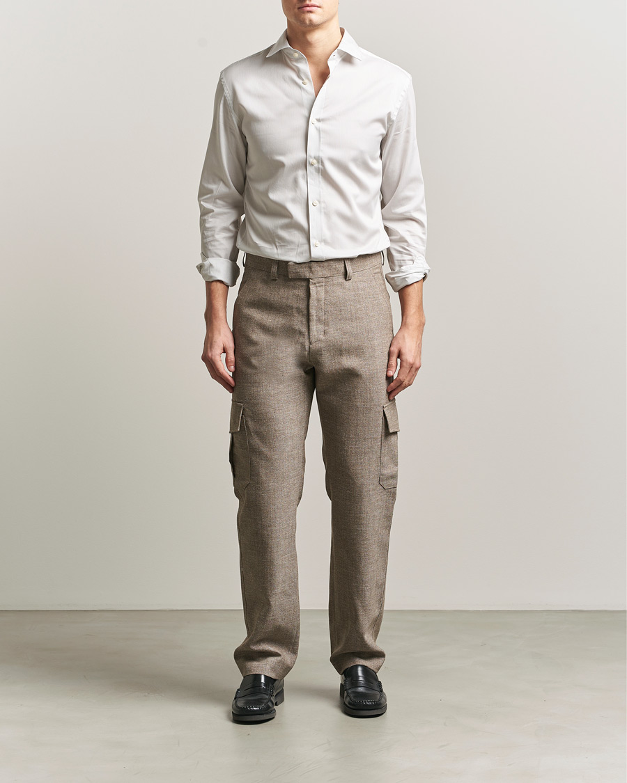 Mies | Housut | Tiger of Sweden | Mend Wool/Linen Cargo Trousers Sawgrass Brown