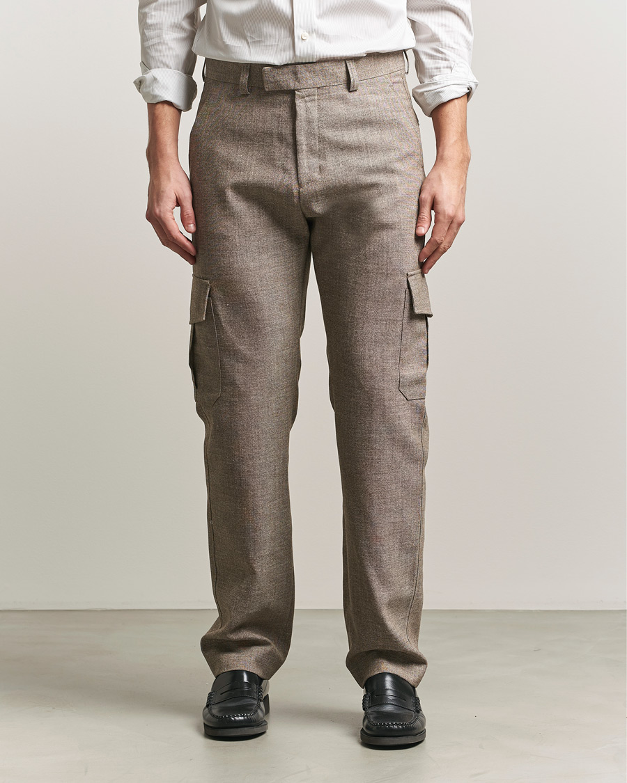 Mies | Housut | Tiger of Sweden | Mend Wool/Linen Cargo Trousers Sawgrass Brown