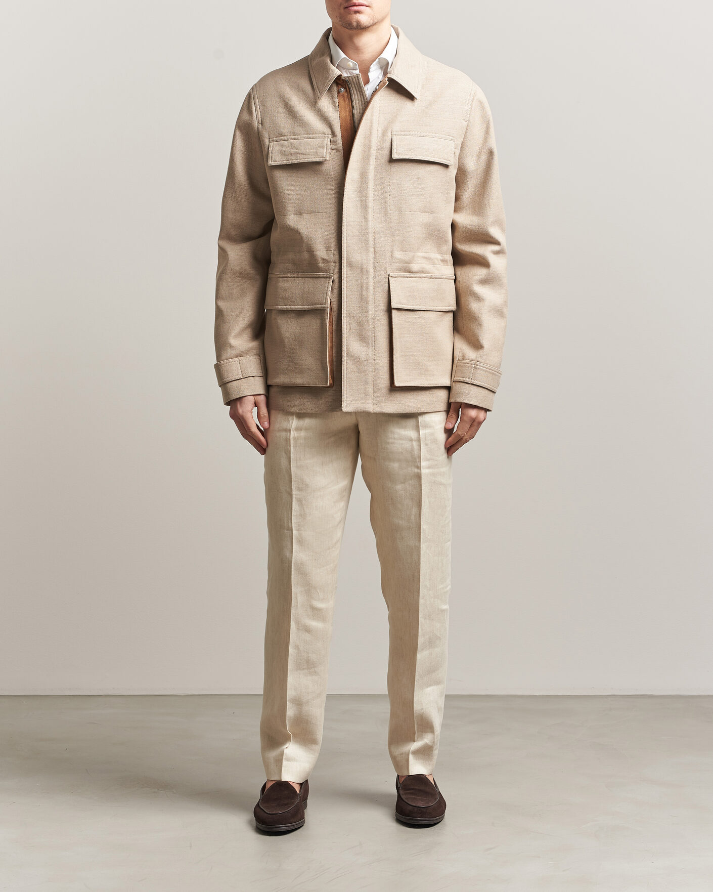 Mies | Takit | Tiger of Sweden | Sandser Cotton/Linen Field Jacket Soft Latte