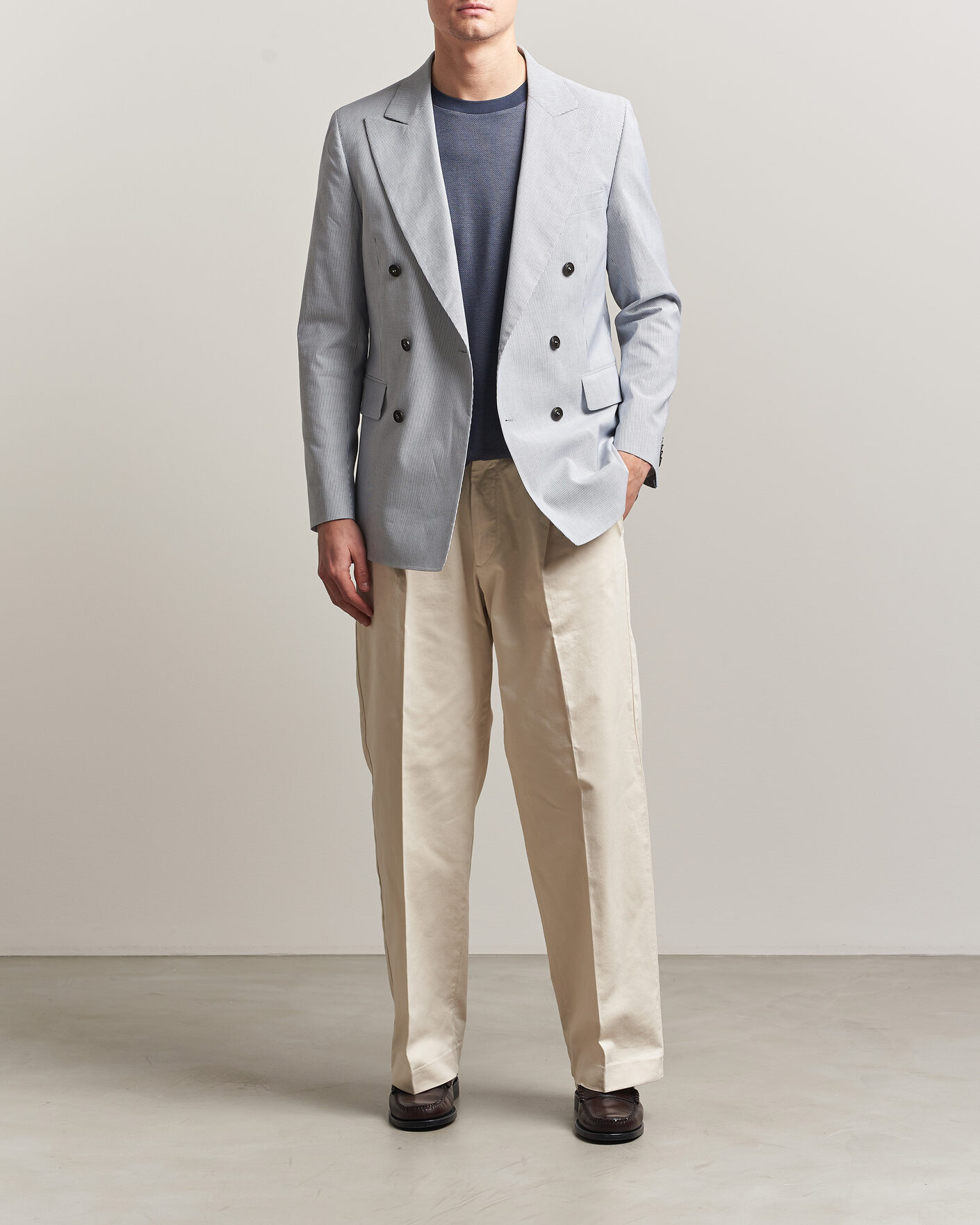 Mies | Pikkutakit | Tiger of Sweden | Ease Cotton Double Breasted Blazer Thunder Blue