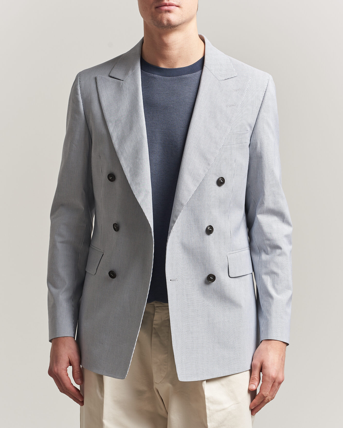 Mies | Pikkutakit | Tiger of Sweden | Ease Cotton Double Breasted Blazer Thunder Blue