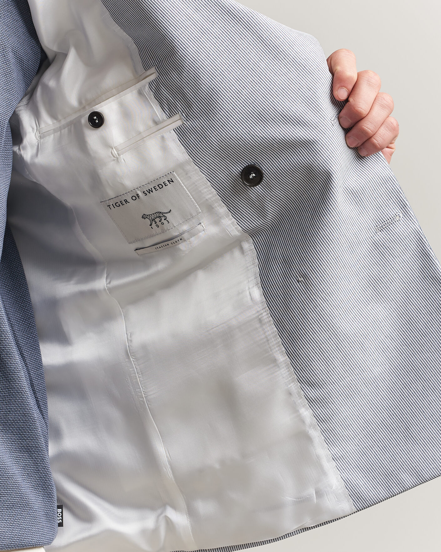 Mies | Pikkutakit | Tiger of Sweden | Ease Cotton Double Breasted Blazer Thunder Blue