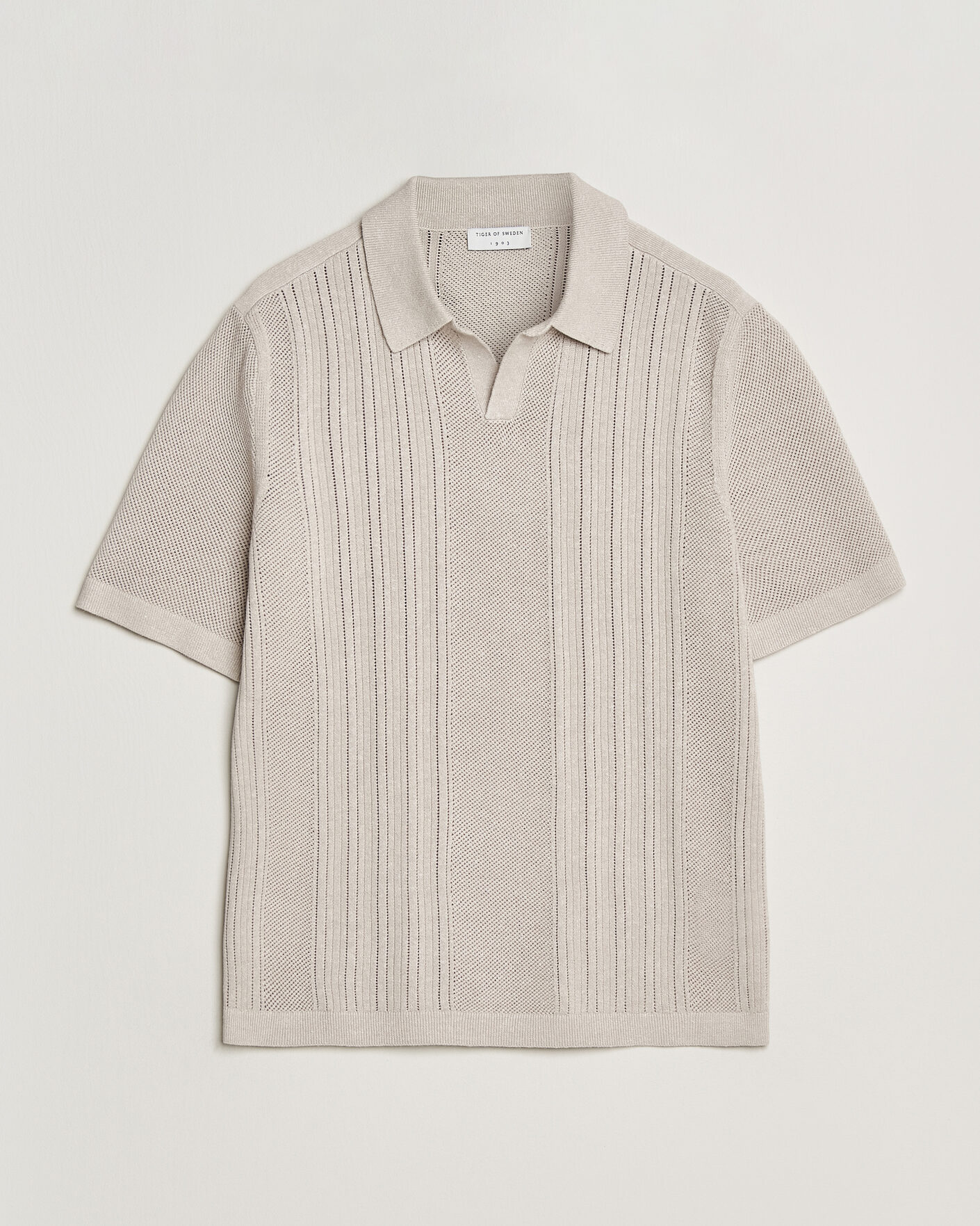 Mies | Pikeet | Tiger of Sweden | Eoin Wool/Linen Knitted Polo Ivory