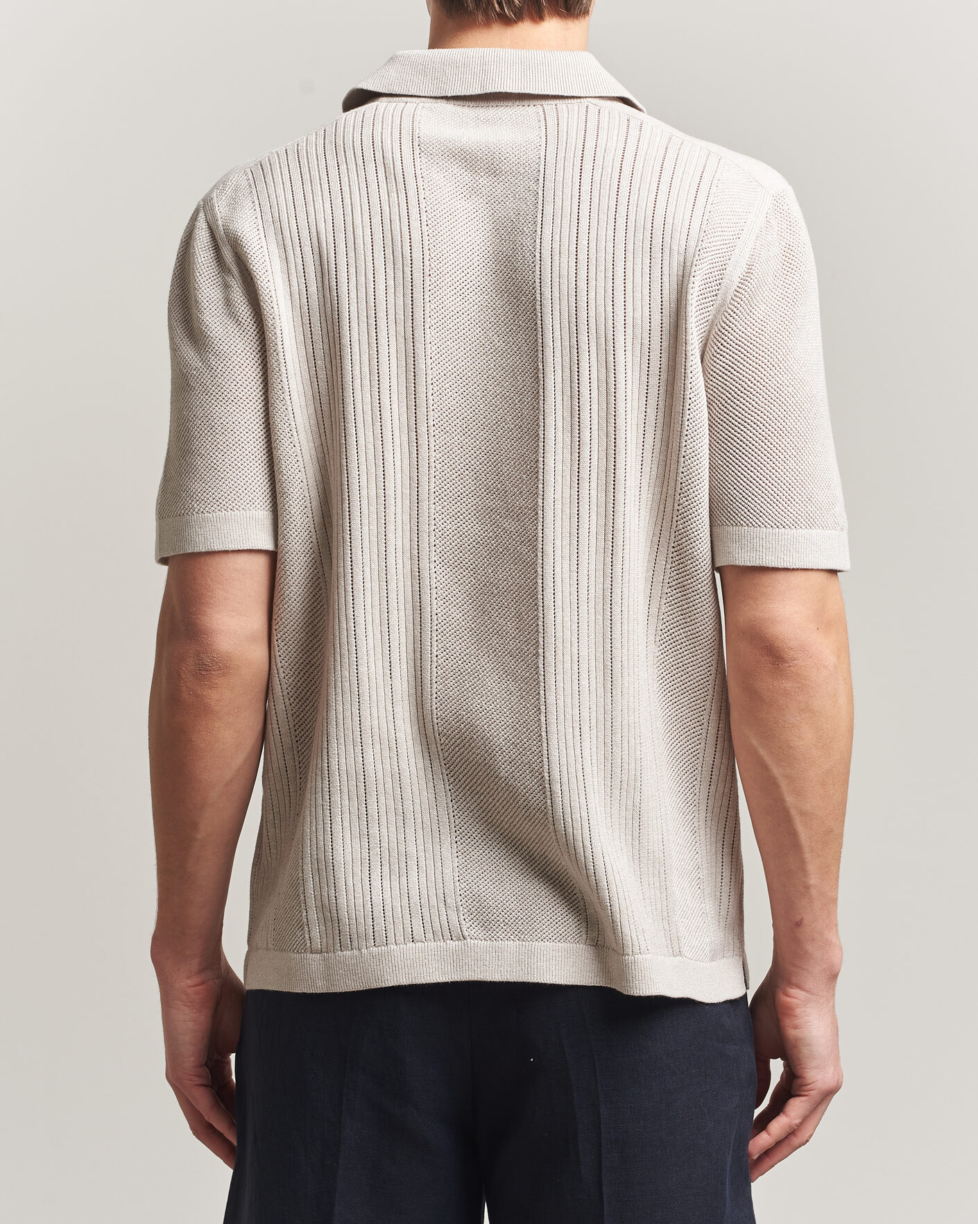 Mies | Pikeet | Tiger of Sweden | Eoin Wool/Linen Knitted Polo Ivory