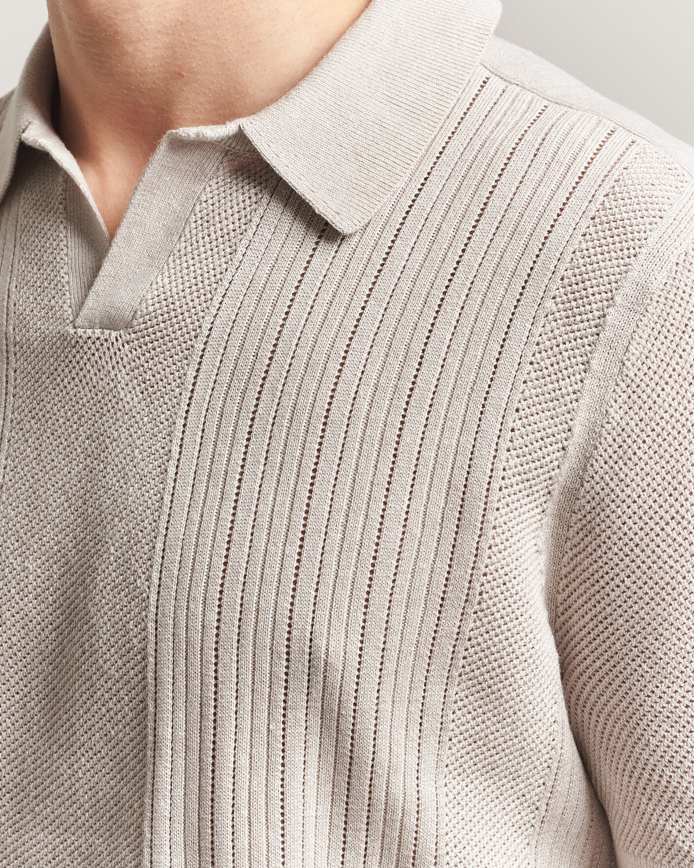 Mies | Pikeet | Tiger of Sweden | Eoin Wool/Linen Knitted Polo Ivory