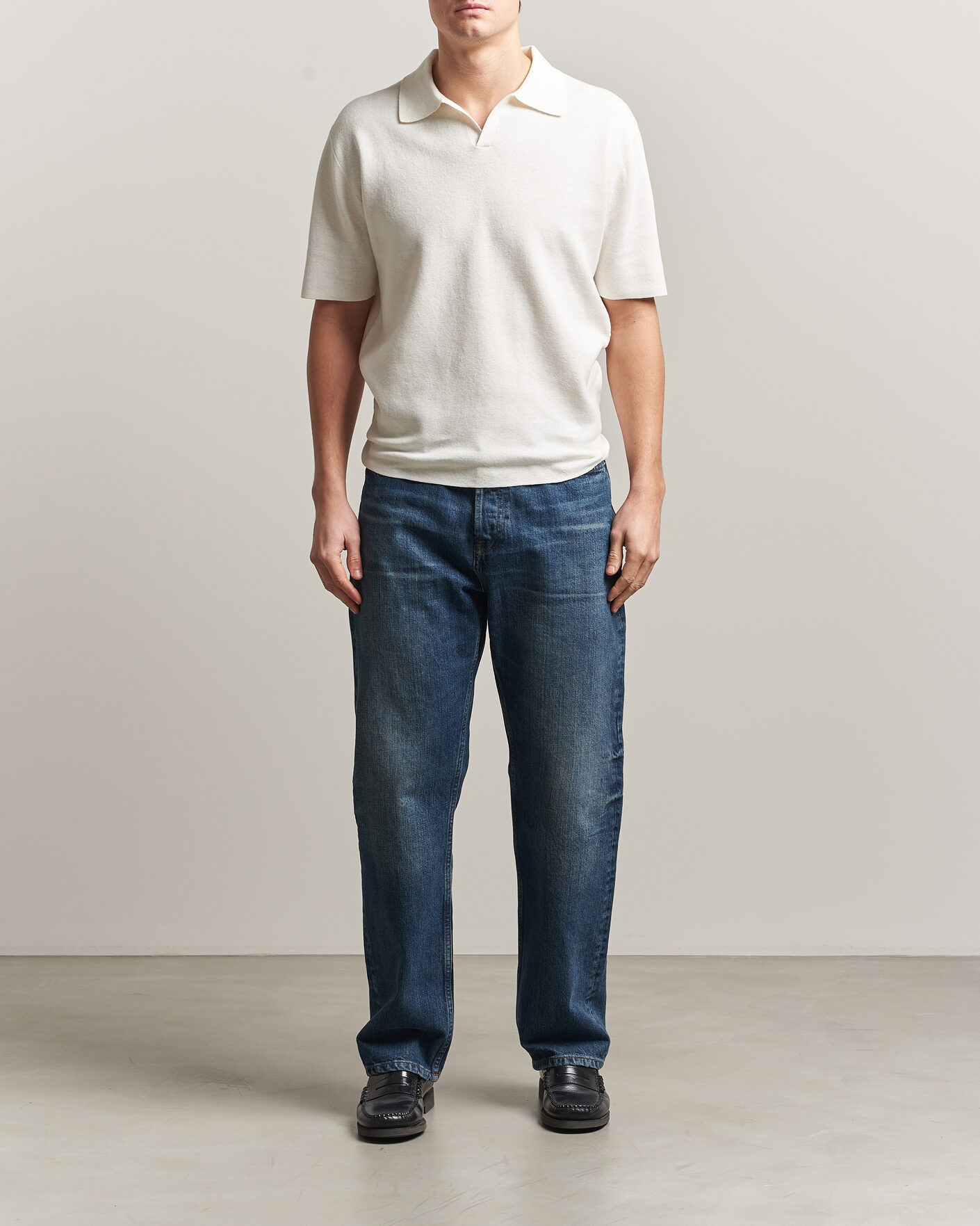 Mies | Pikeet | Tiger of Sweden | Maelon Cotton/Linen Knitted Polo Pure White