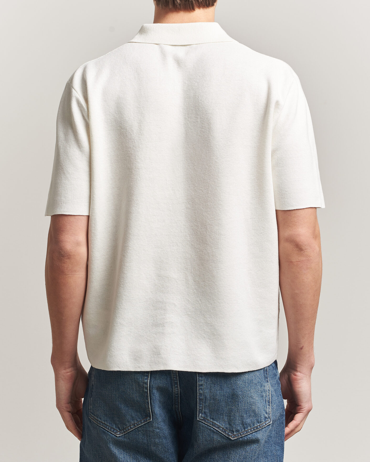 Mies | Pikeet | Tiger of Sweden | Maelon Cotton/Linen Knitted Polo Pure White