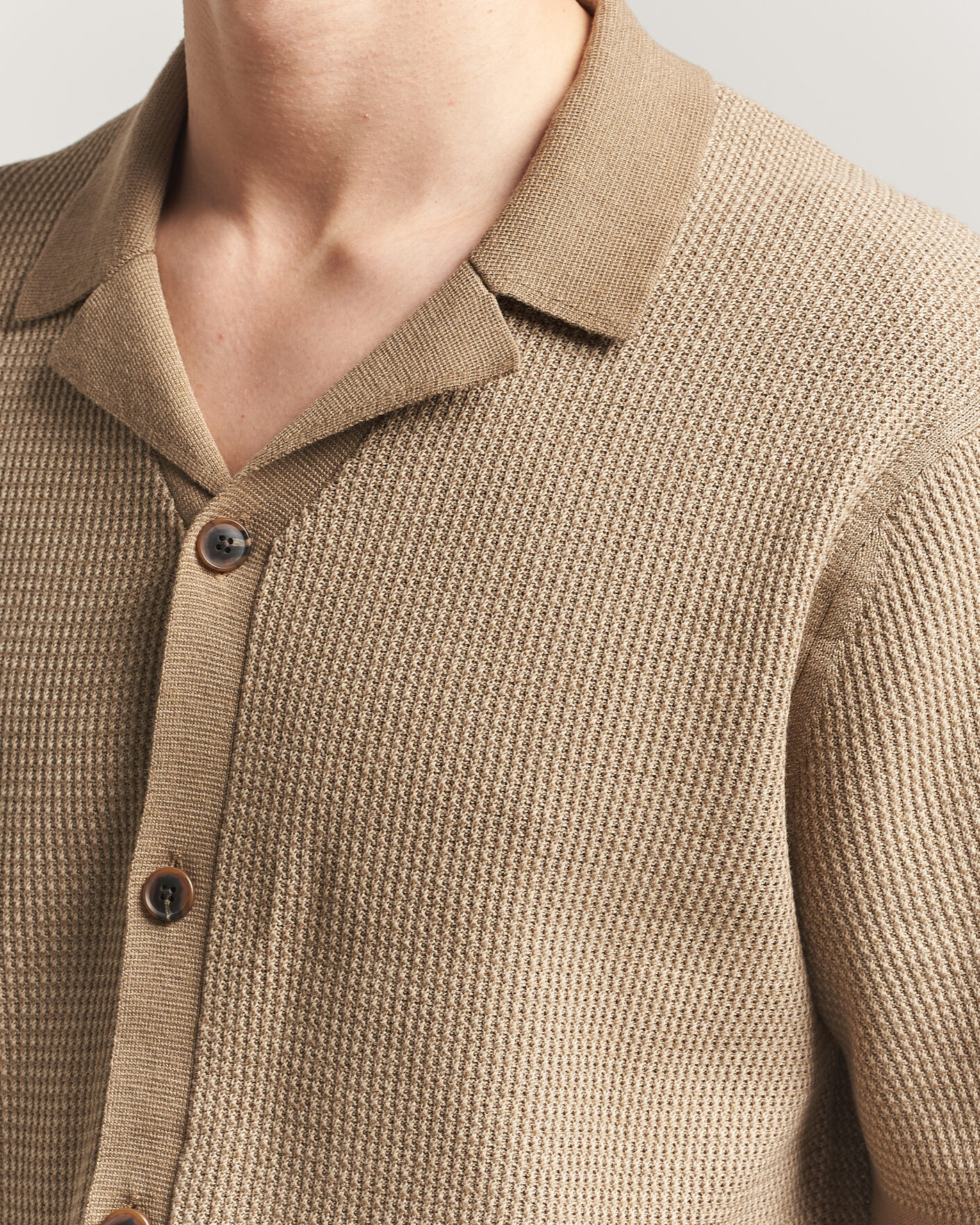 Mies | Kauluspaidat | Tiger of Sweden | River Knitted Short Sleeve Shirt Umber Brown