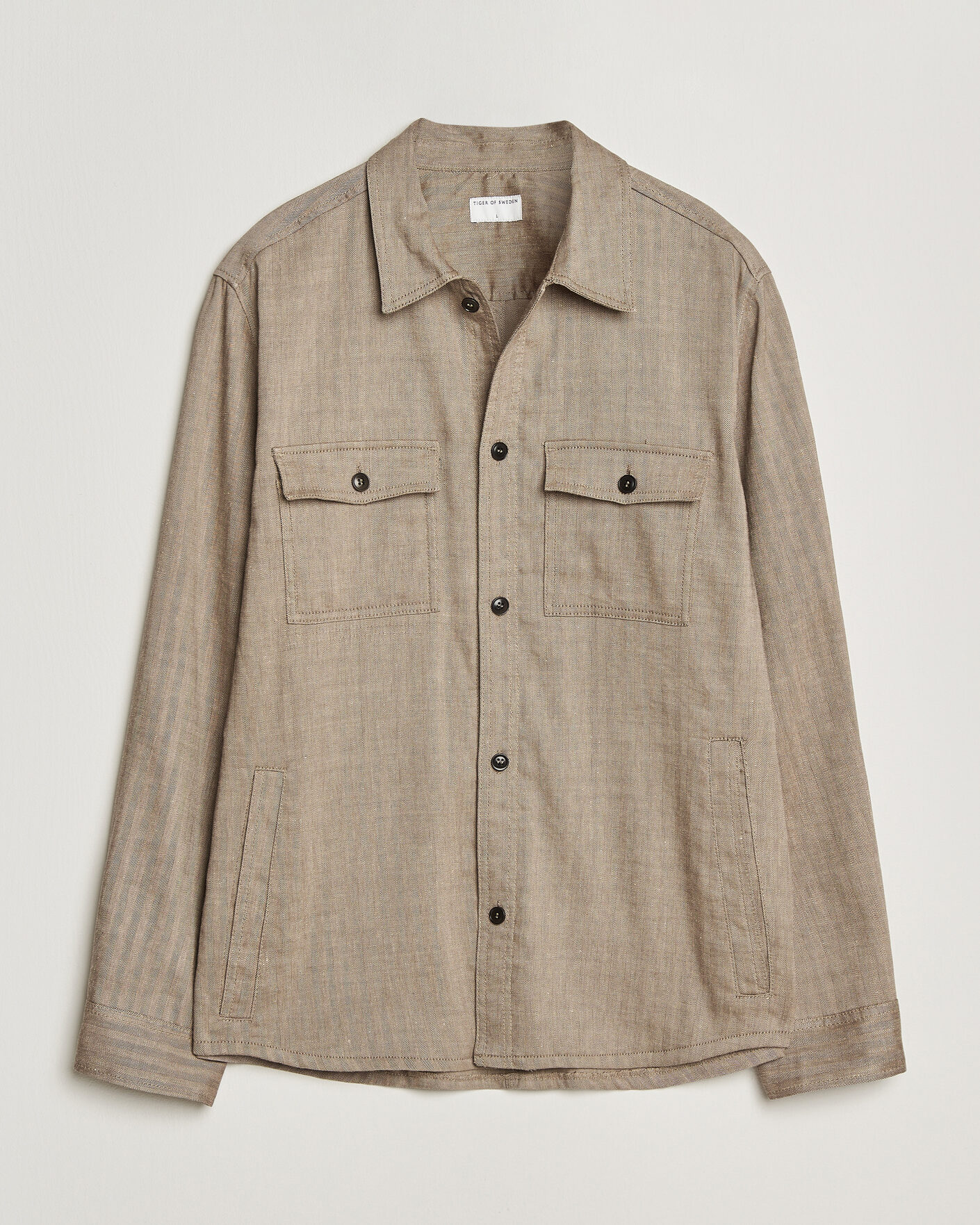 Mies | Kauluspaidat | Tiger of Sweden | Bishop Linen Overshirt Vintage Beige