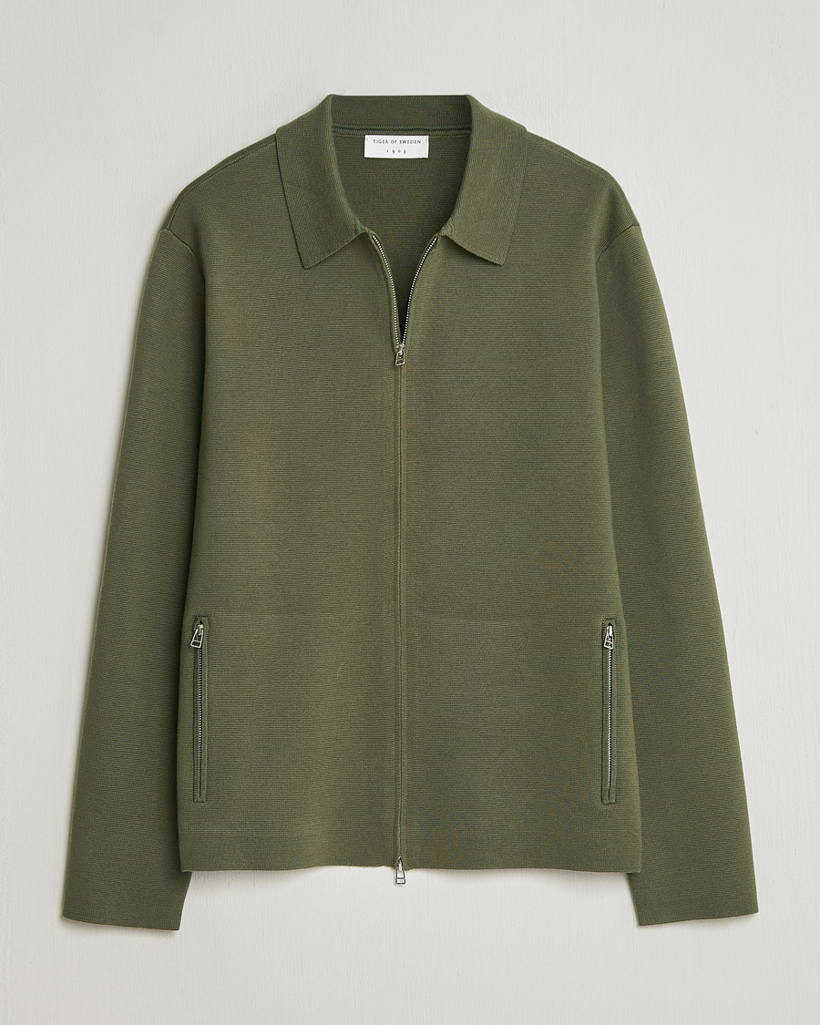 Mies | Puserot | Tiger of Sweden | Celyn Knitted Full Zip Kalamata Green
