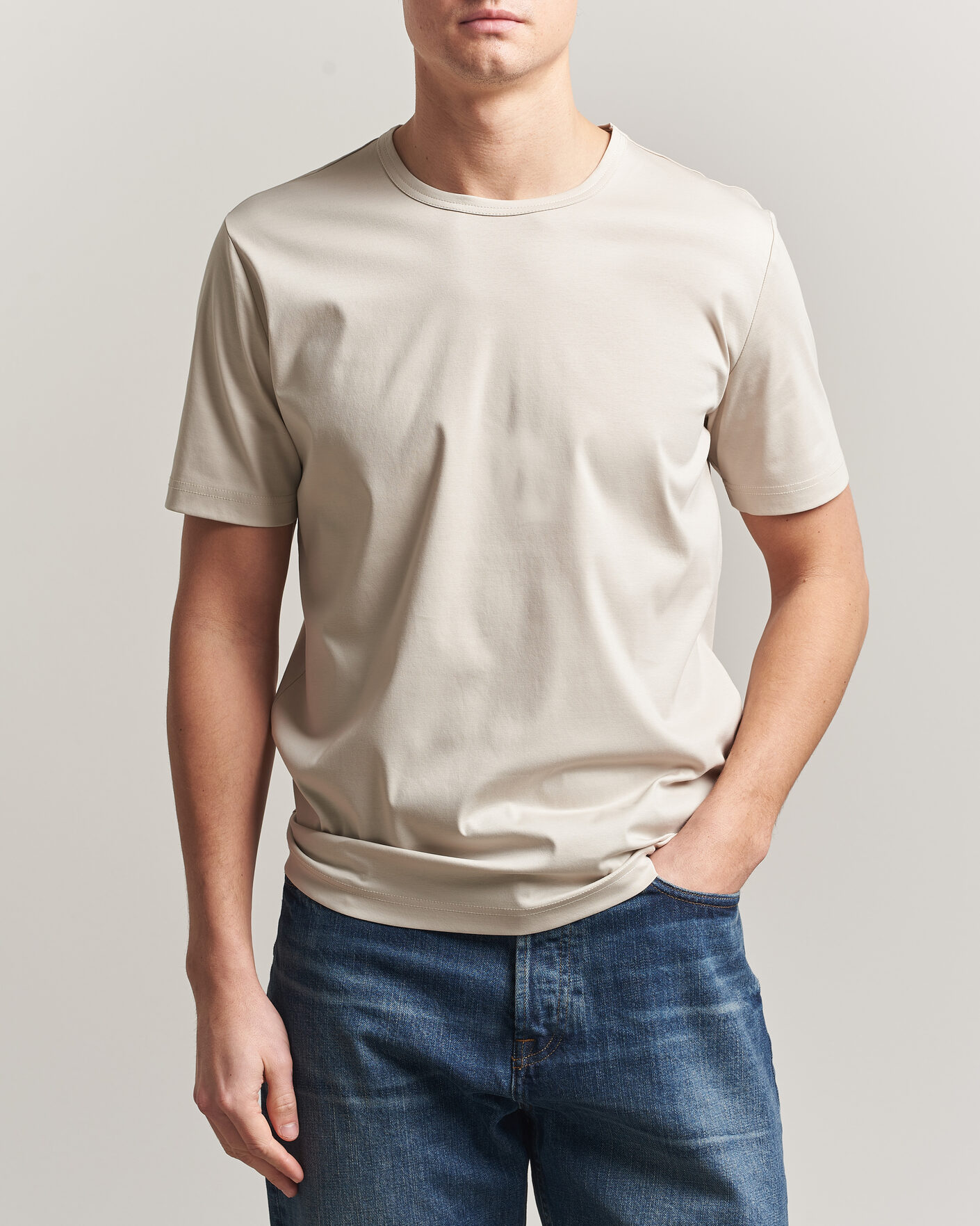 Mies | T-paidat | Tiger of Sweden | Olaf Mercerized Cotton T-Shirt Seline Grey