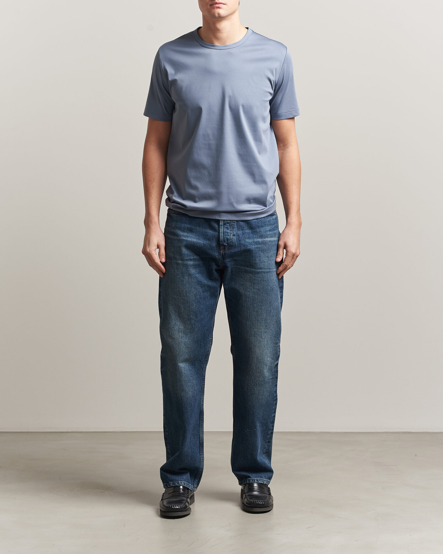 Mies | T-paidat | Tiger of Sweden | Olaf Mercerized Cotton T-Shirt Dull Blue