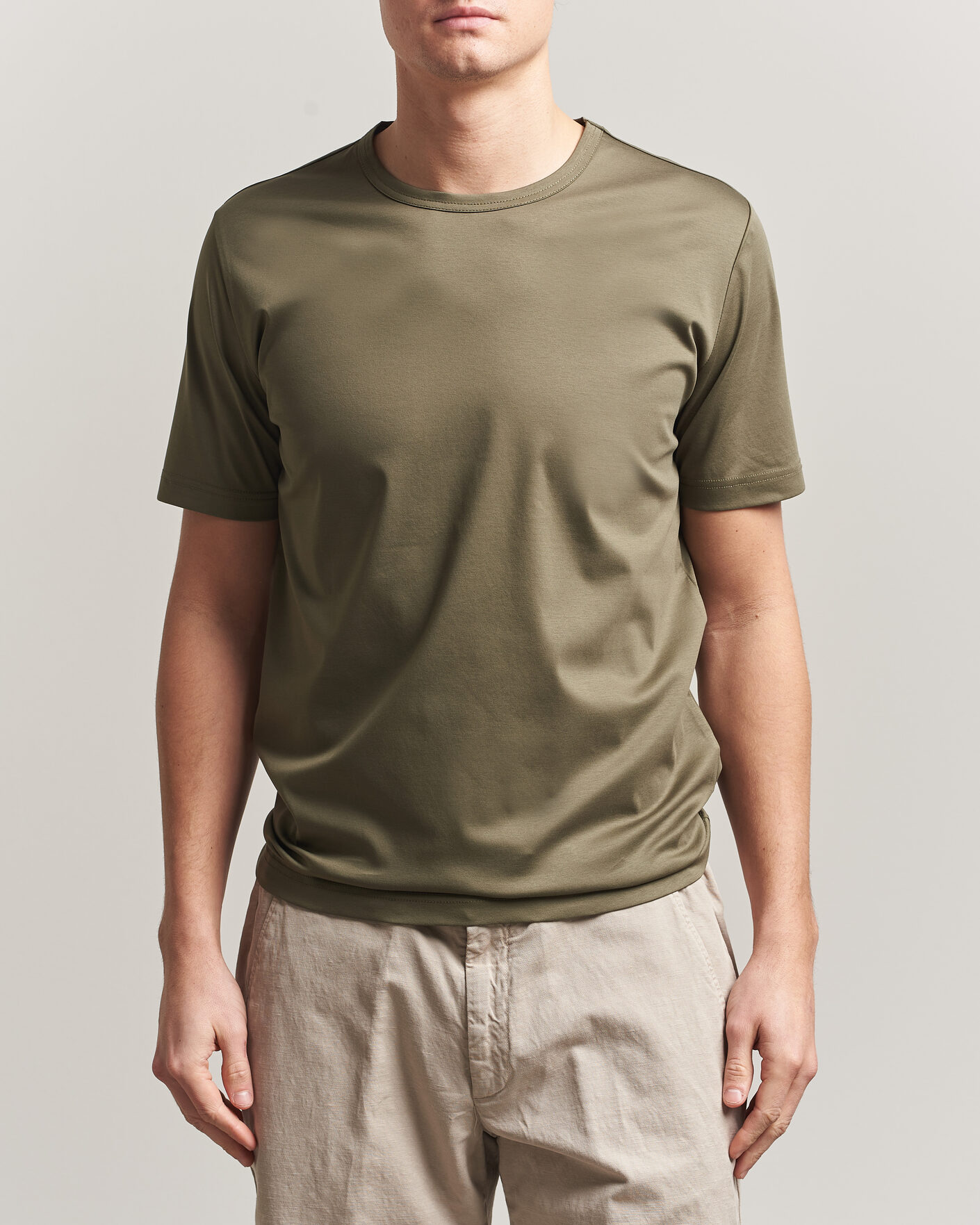 Mies | T-paidat | Tiger of Sweden | Olaf Mercerized Cotton T-Shirt Kalamata Green