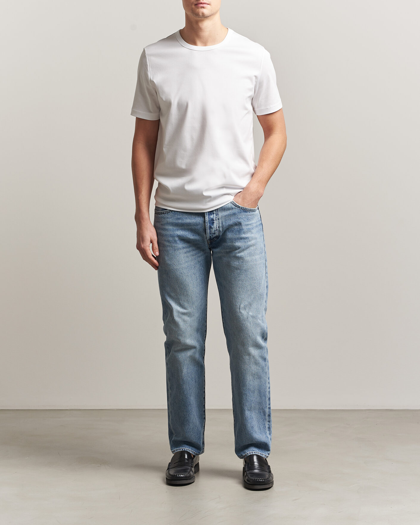Mies | T-paidat | Tiger of Sweden | Olaf Mercerized Cotton T-Shirt Pure White