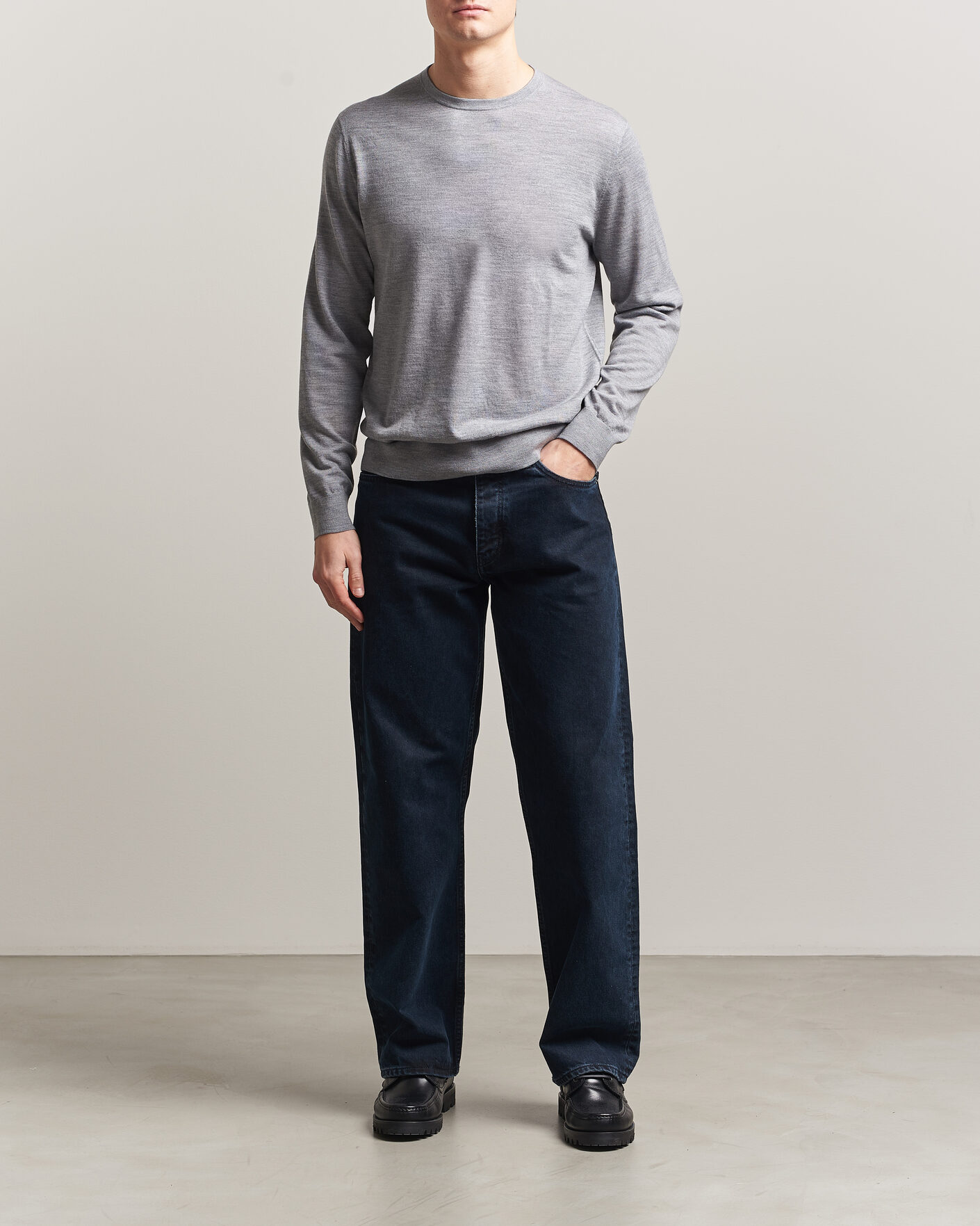 Mies | Puserot | Tiger of Sweden | Connor Crew Neck Pullover Grey Melange
