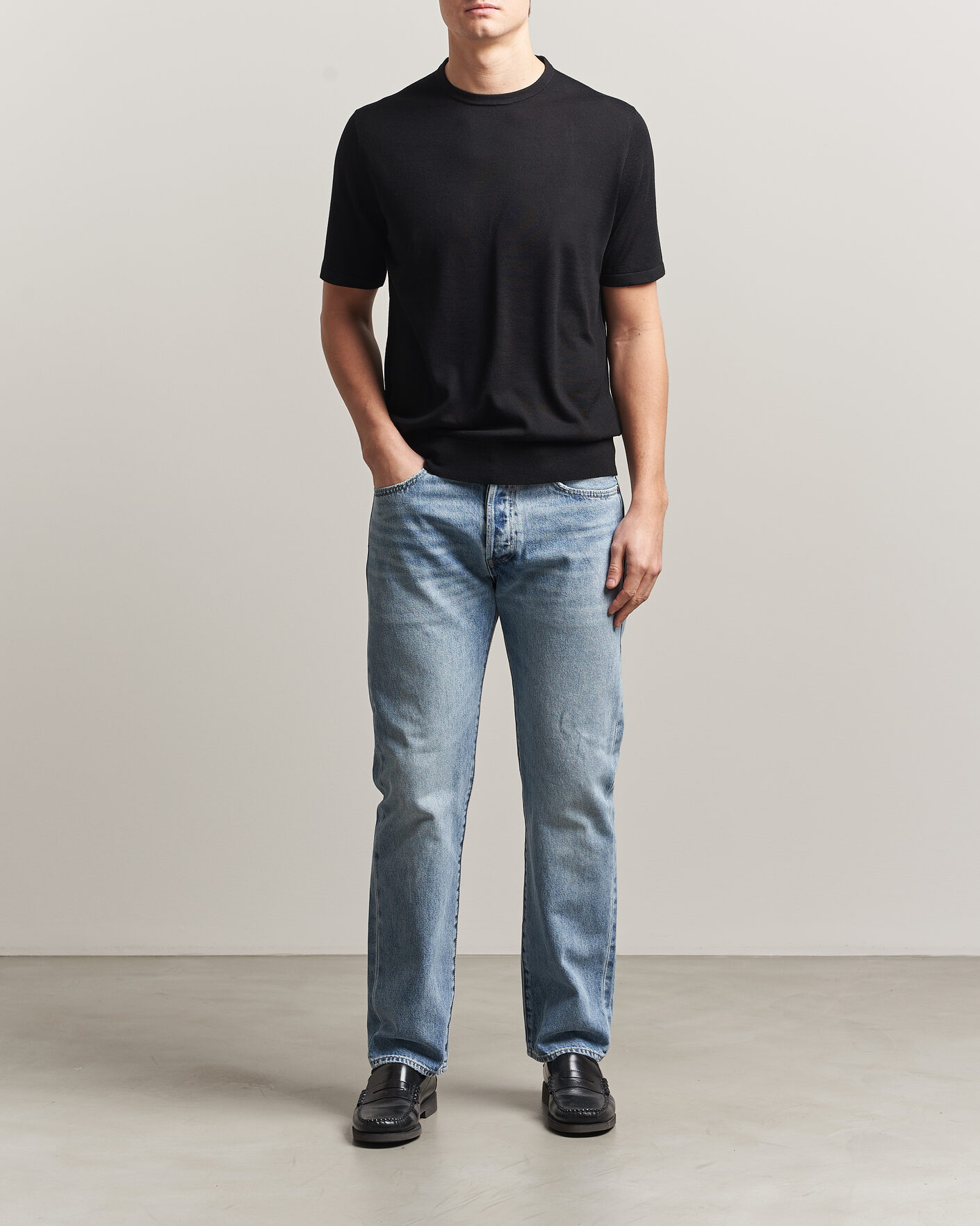 Mies | T-paidat | Tiger of Sweden | Connor Knitted Crew Neck T-Shirt Black