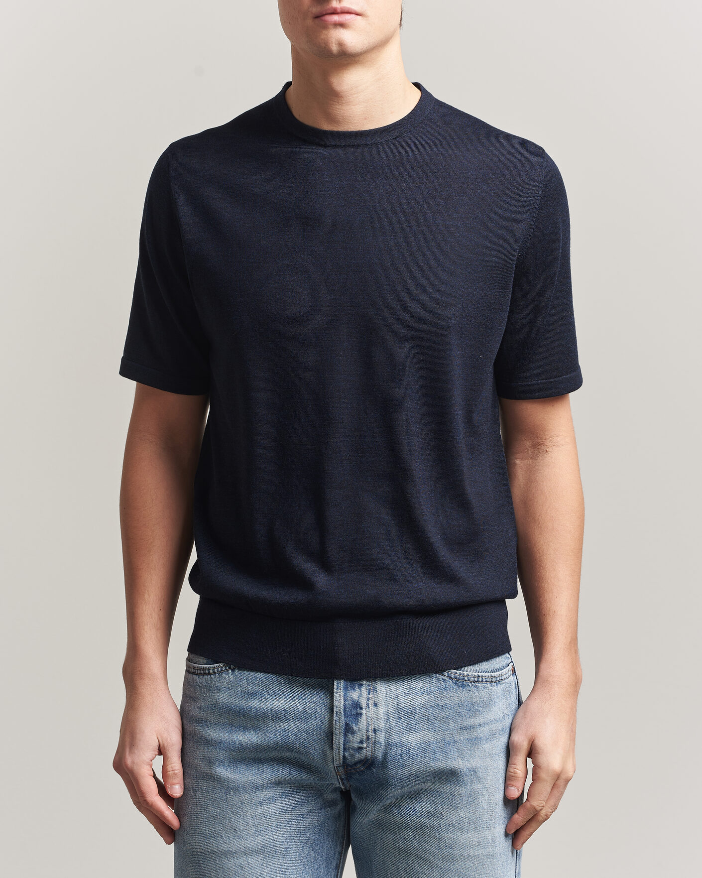 Mies | T-paidat | Tiger of Sweden | Connor Knitted Crew Neck T-Shirt Light Ink