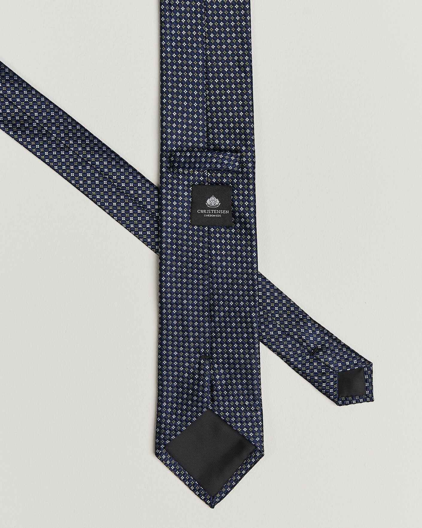 Mies | Solmiot | Amanda Christensen | Box Set Printed Silk 8cm Tie With Pocket Square Navy/Green