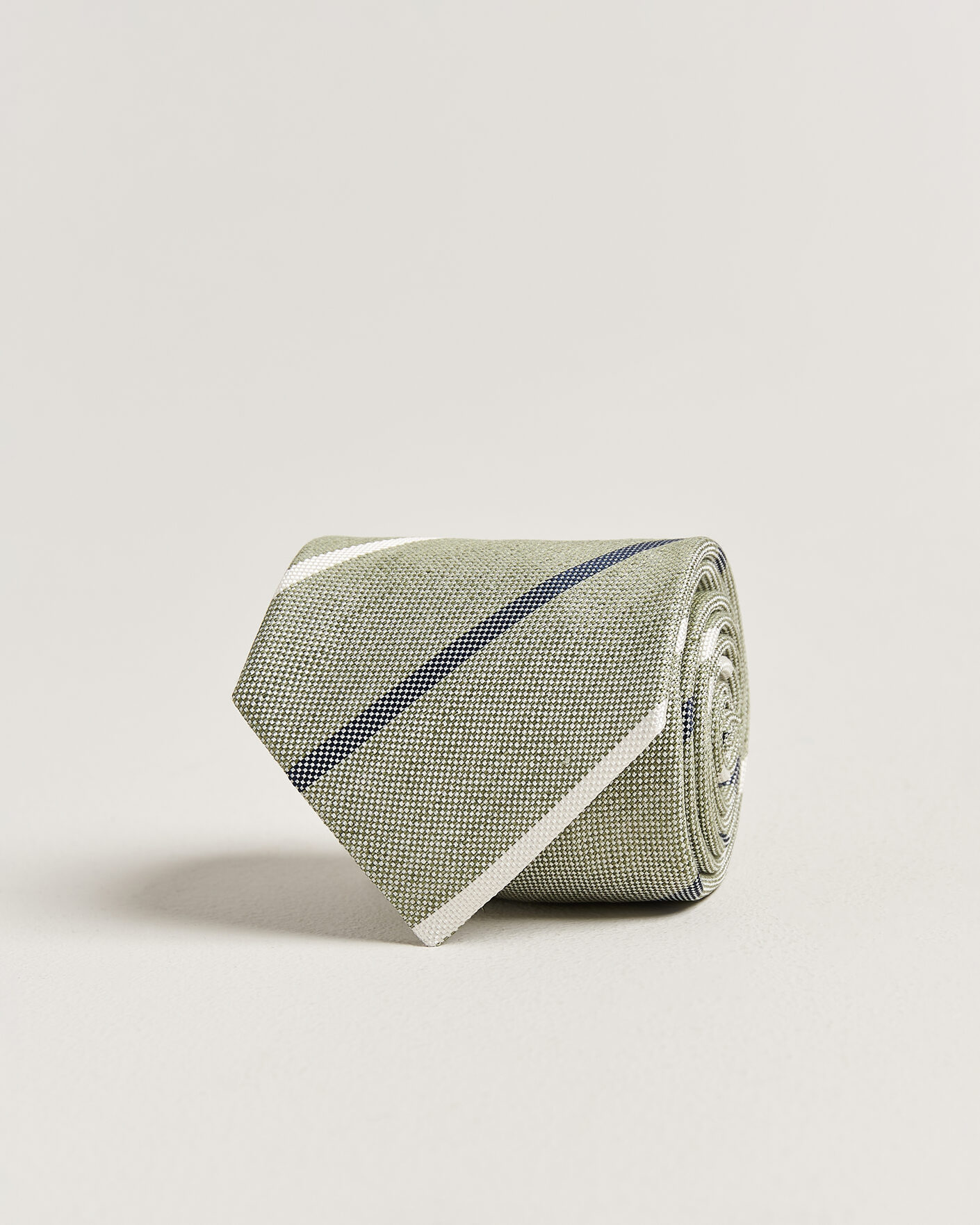 Mies | Solmiot | Amanda Christensen | Silk/Linen 8cm Striped Tie Green