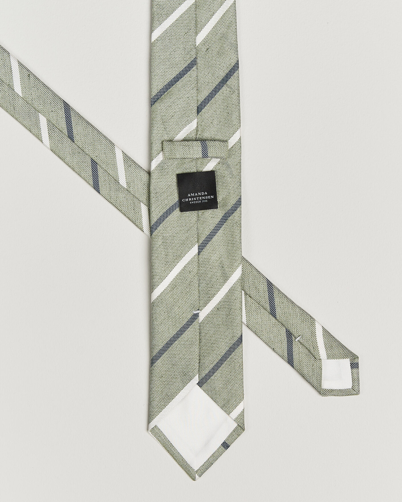 Mies | Solmiot | Amanda Christensen | Silk/Linen 8cm Striped Tie Green