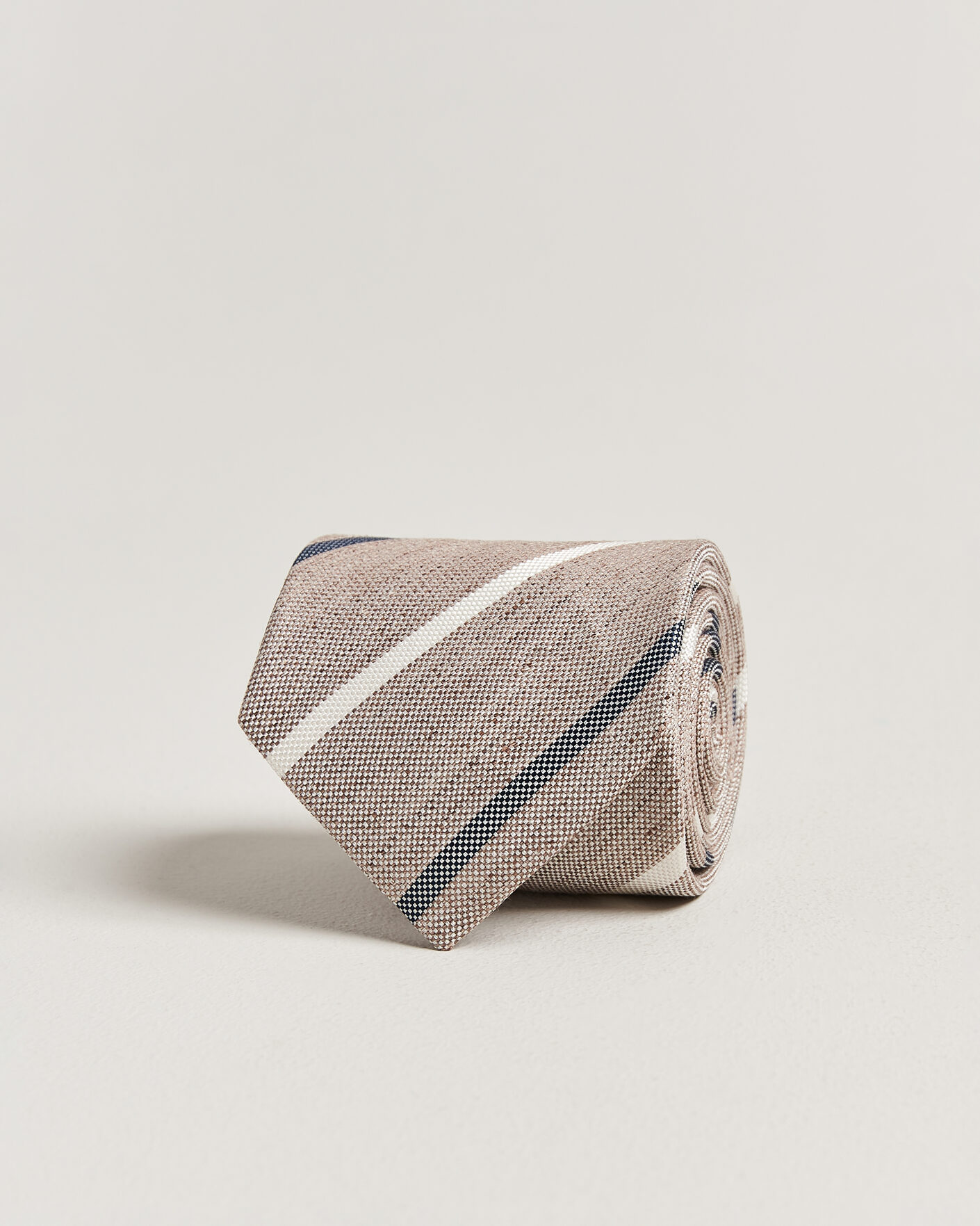 Mies | Solmiot | Amanda Christensen | Silk/Linen 8cm Striped Tie Brown