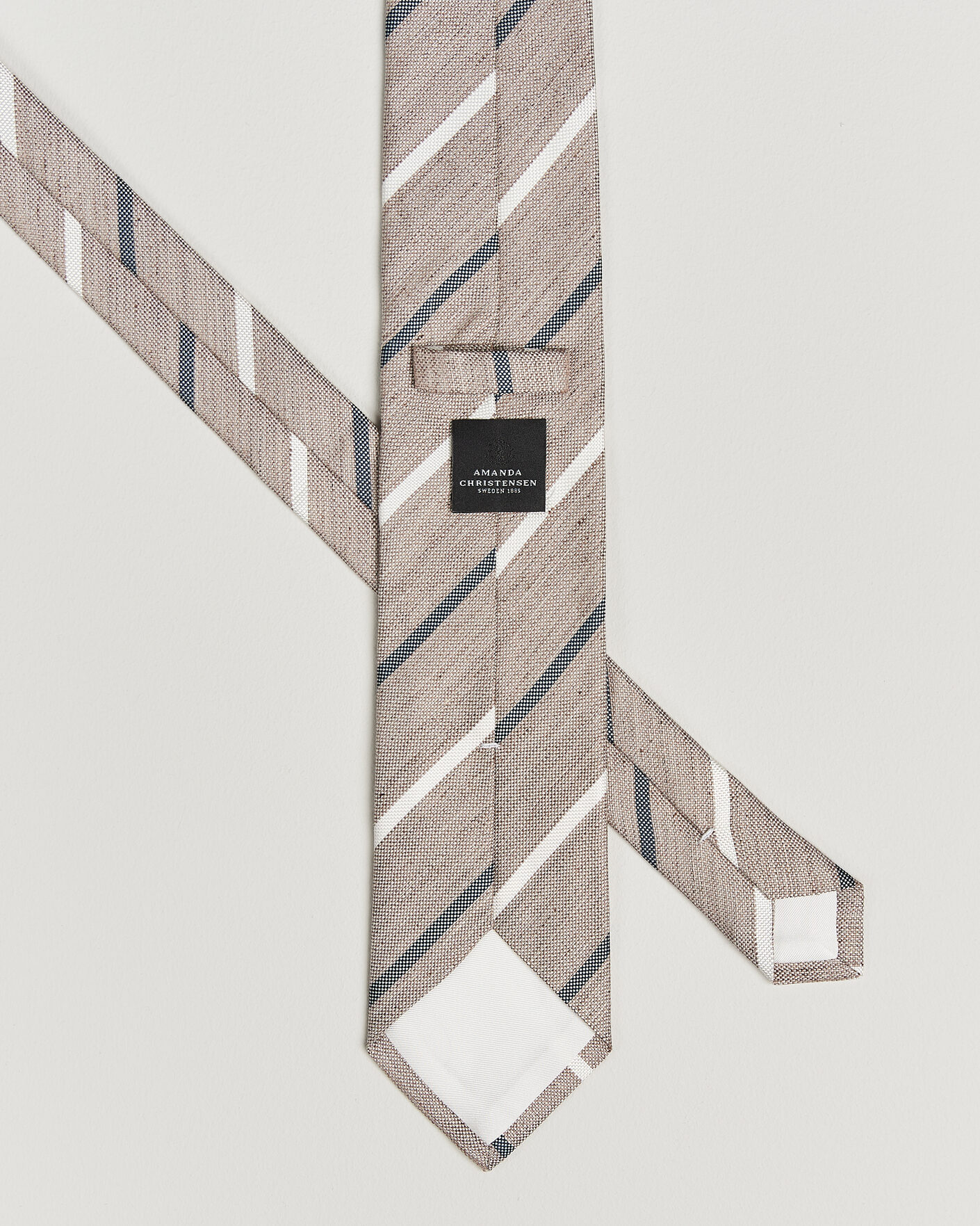 Mies | Solmiot | Amanda Christensen | Silk/Linen 8cm Striped Tie Brown